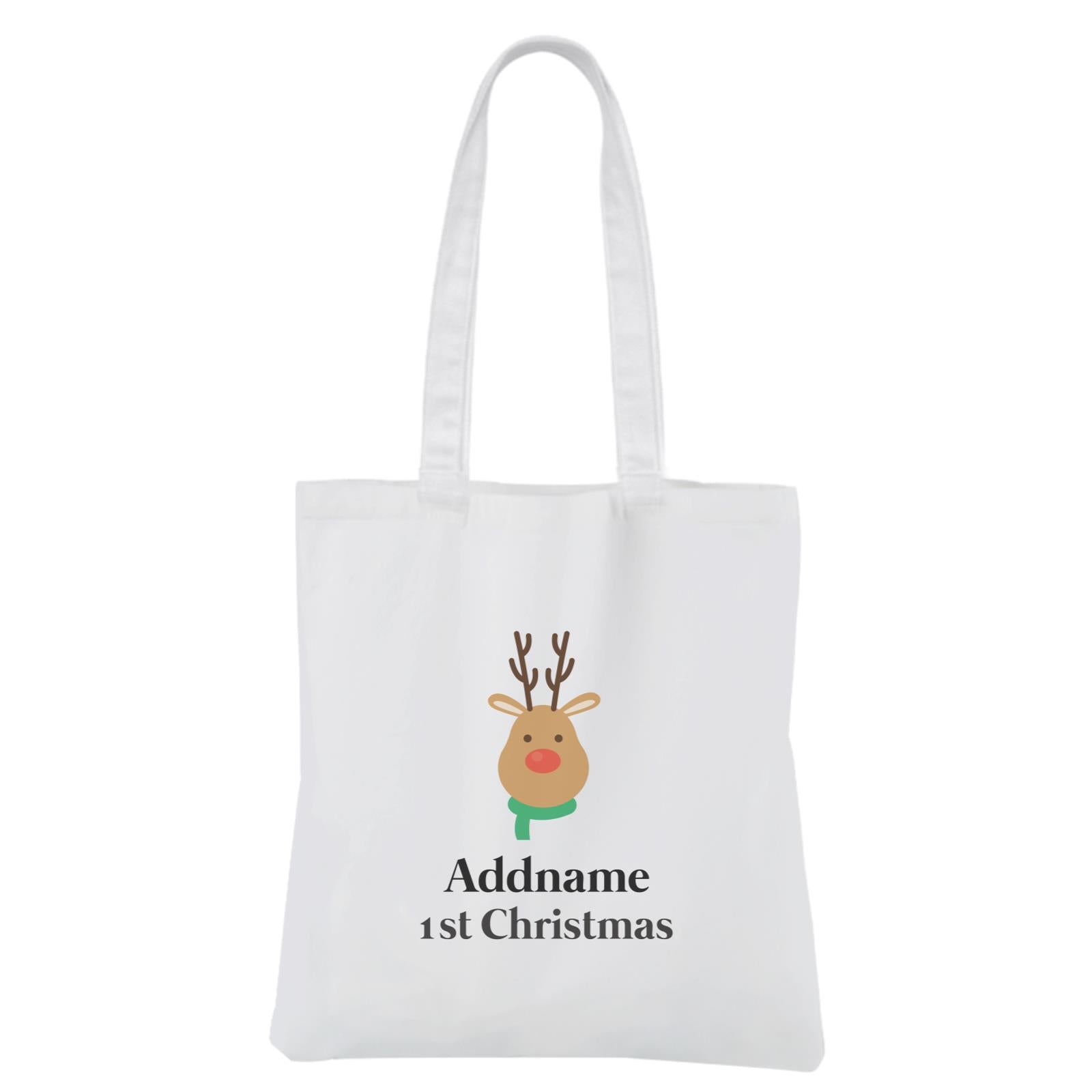 Christmas Series Cute Simple Reindeer 1st Christmas White Canvas Bag