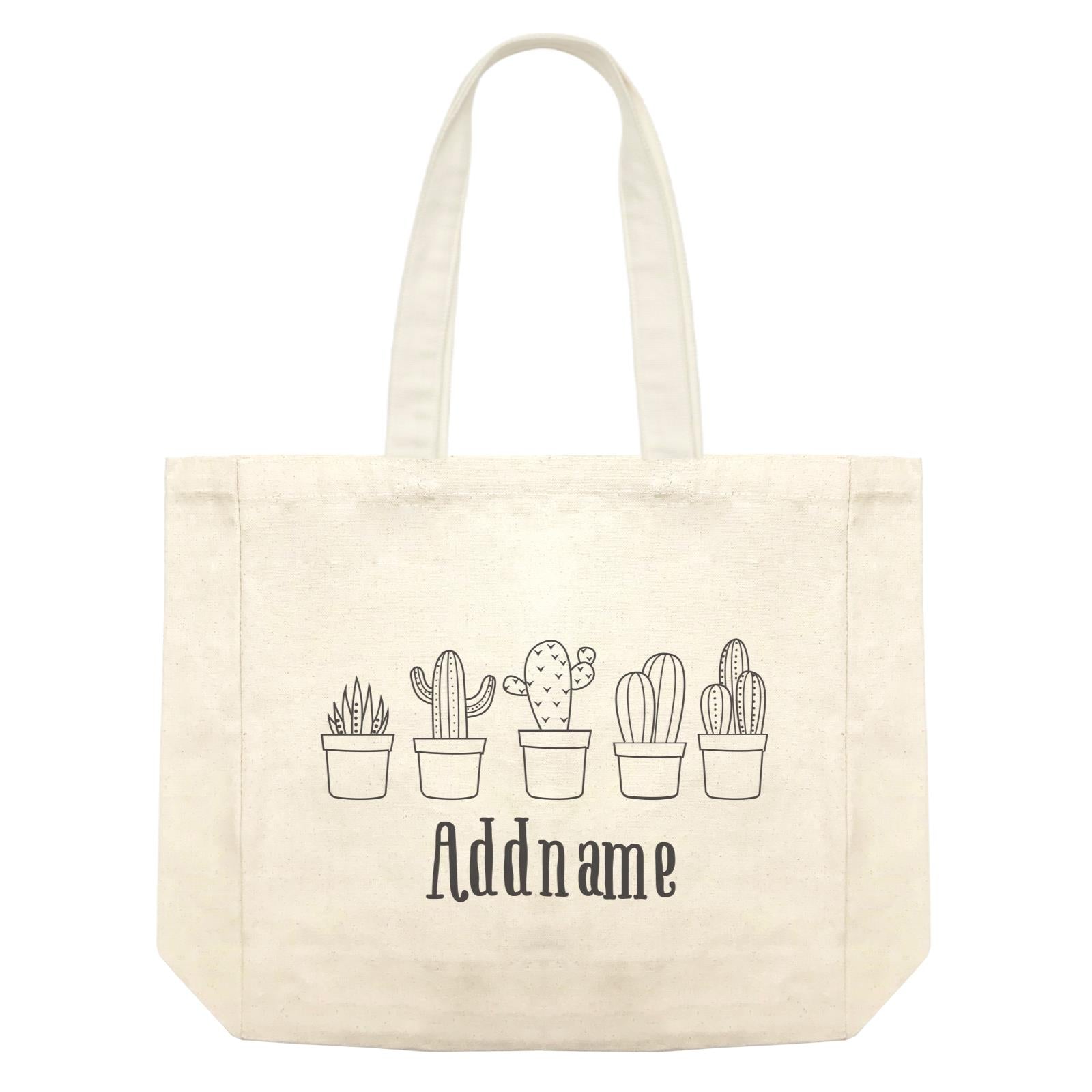 Random Quotes Doodle Cactus Addname Shopping Bag