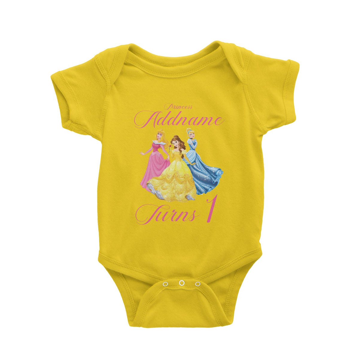 Princess Addname Birthday Theme Personalizable with Name and Number Baby Romper