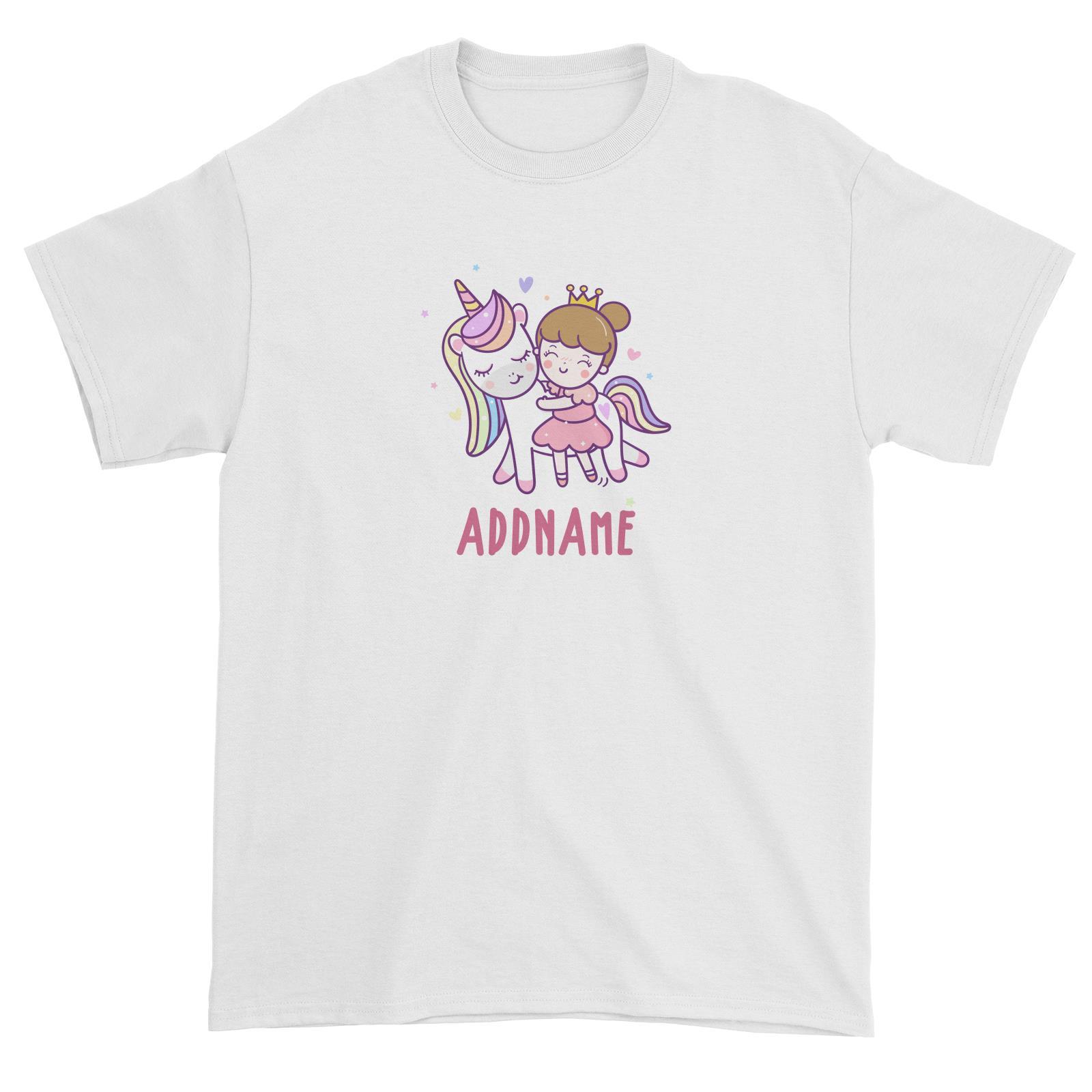 Unicorn And Princess Series Cute Unicorn With Princess Addname Unisex T-Shirt