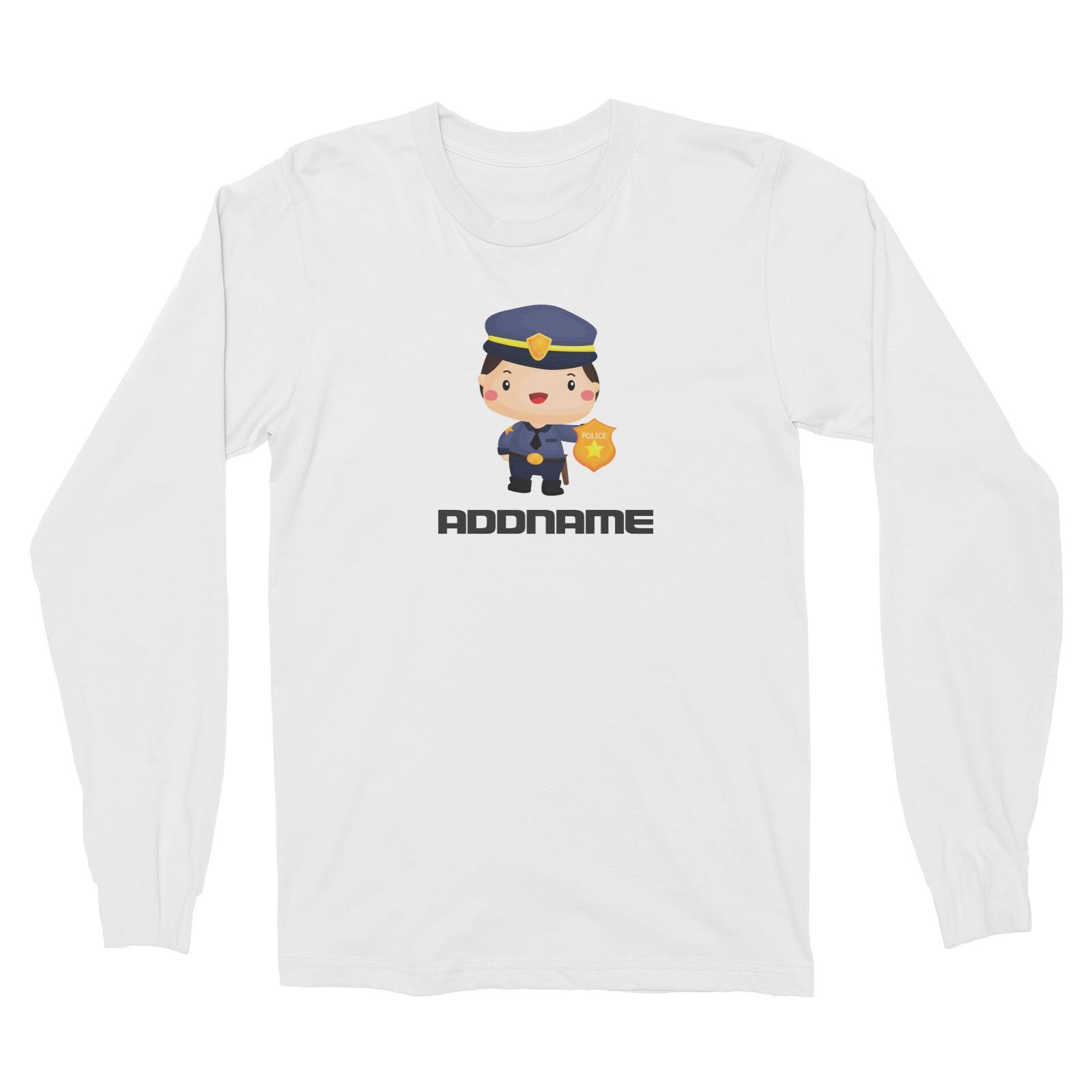 Birthday Police Officer Boy In Suit Addname Long Sleeve Unisex T-Shirt