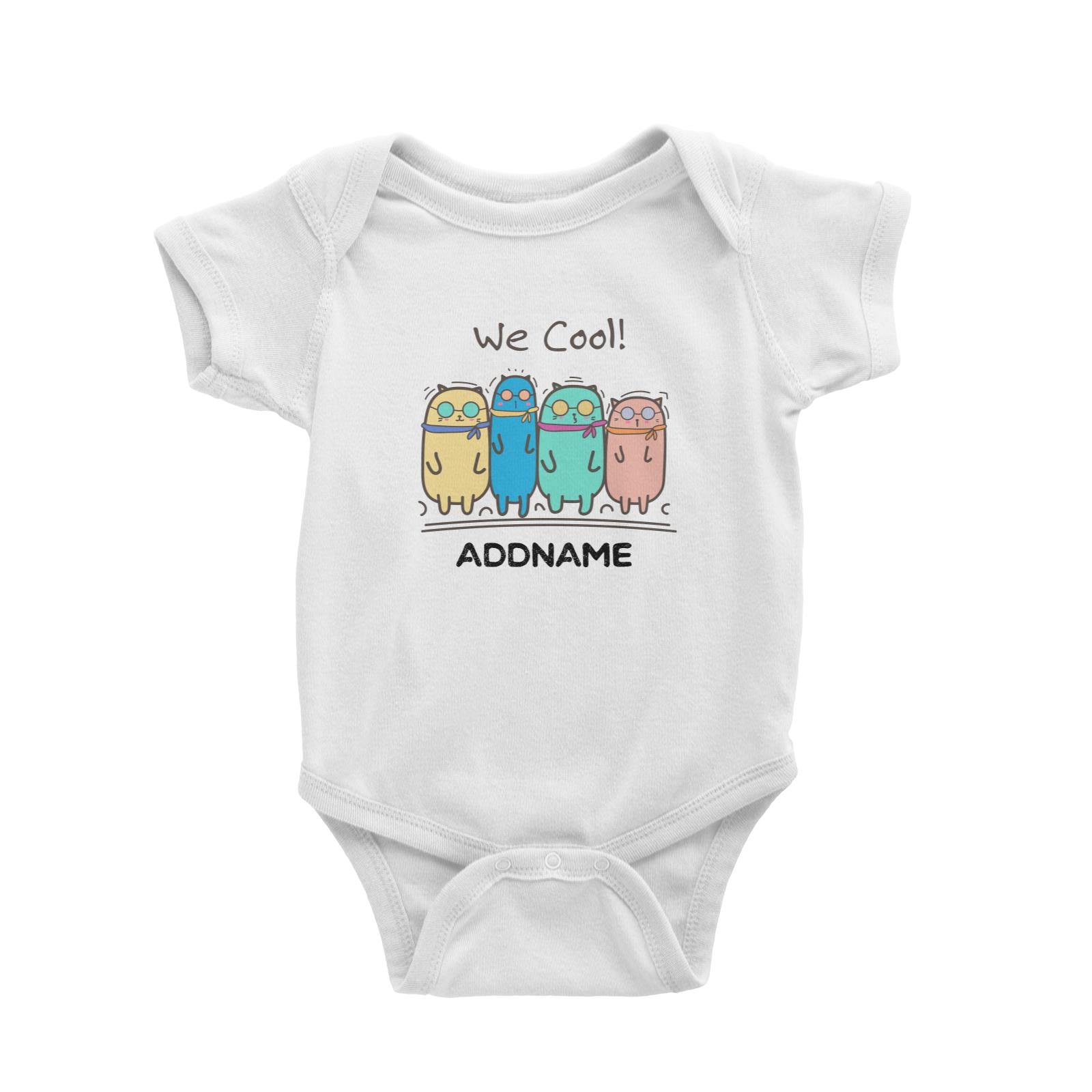Cute Animals And Friends Series Cool Cats Group With Sunglasses Addname Baby Romper
