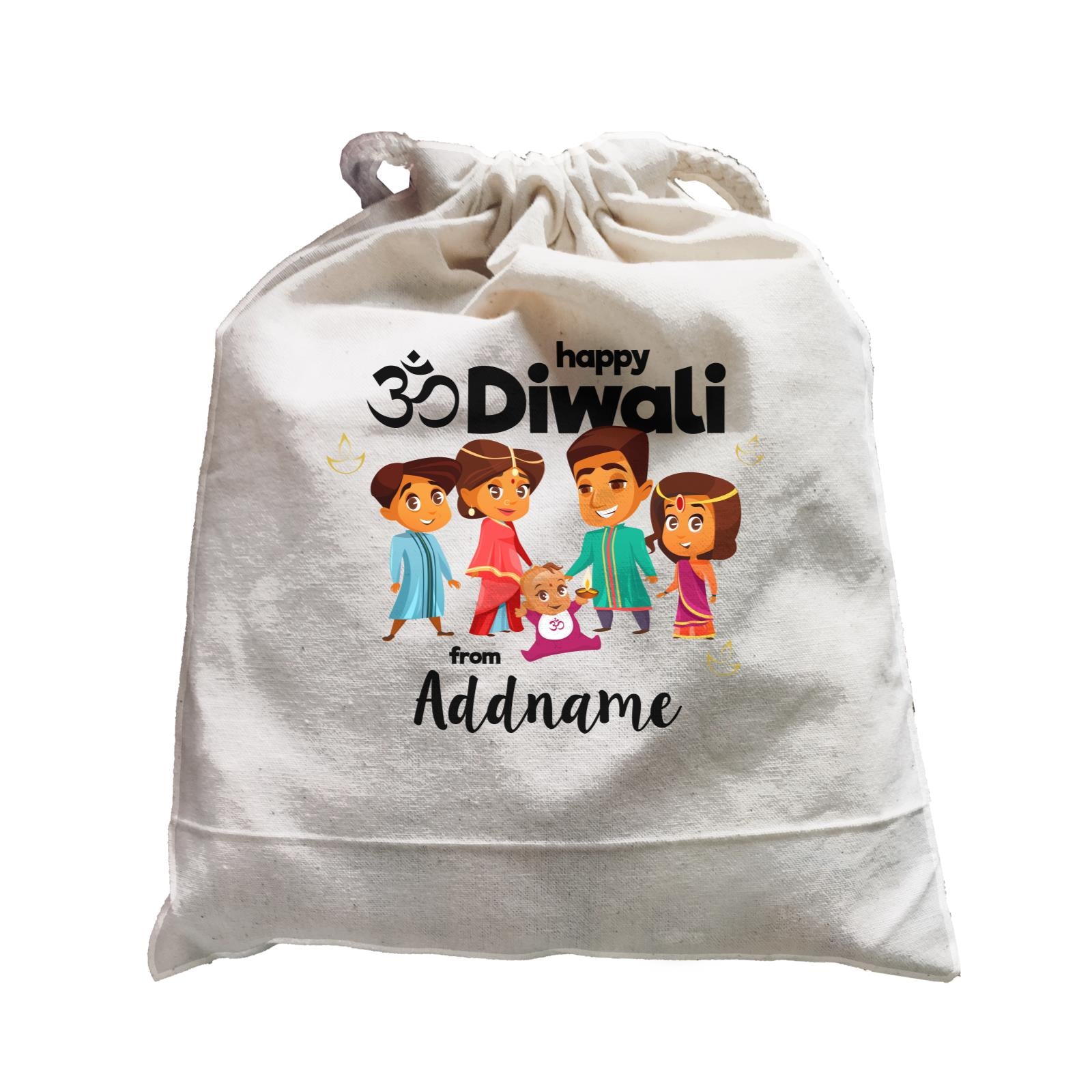 Cute Family Of Five OM Happy Diwali From Addname Satchel