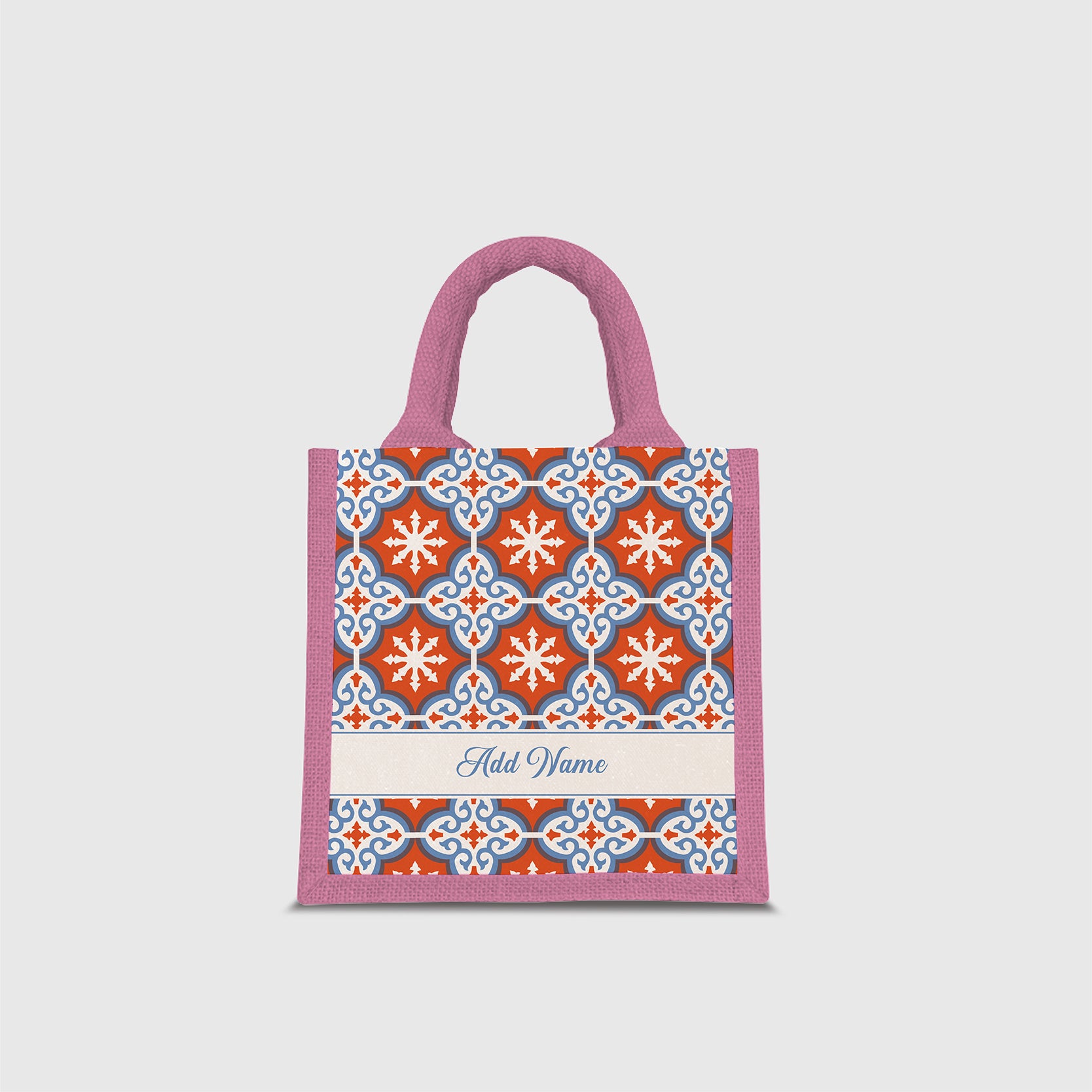 Moroccan Series Half Lining Lunch Bag  - Cherqi Light Pink