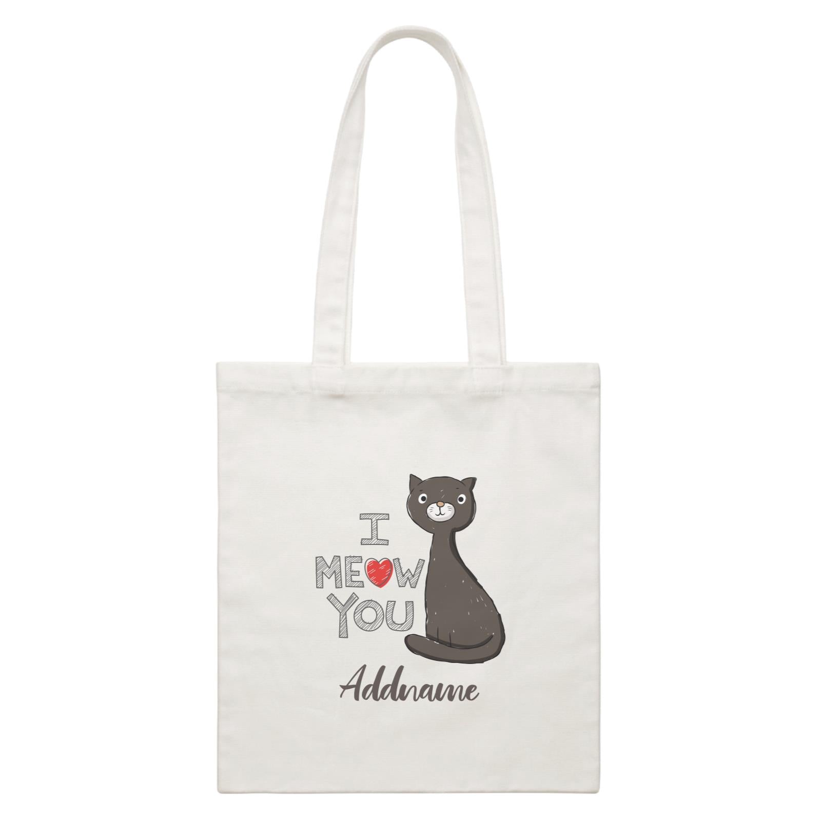Cool Cute Animals Cats I Meow You Addname White Canvas Bag