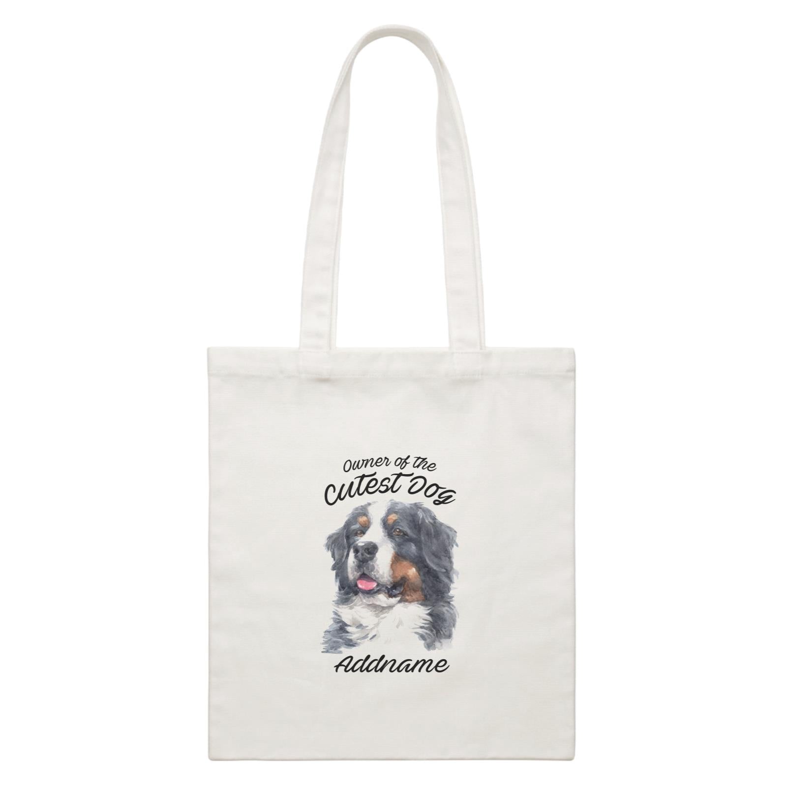 Watercolor Dog Owner Of The Cutest Dog Bernese Mountain Dog Addname White Canvas Bag