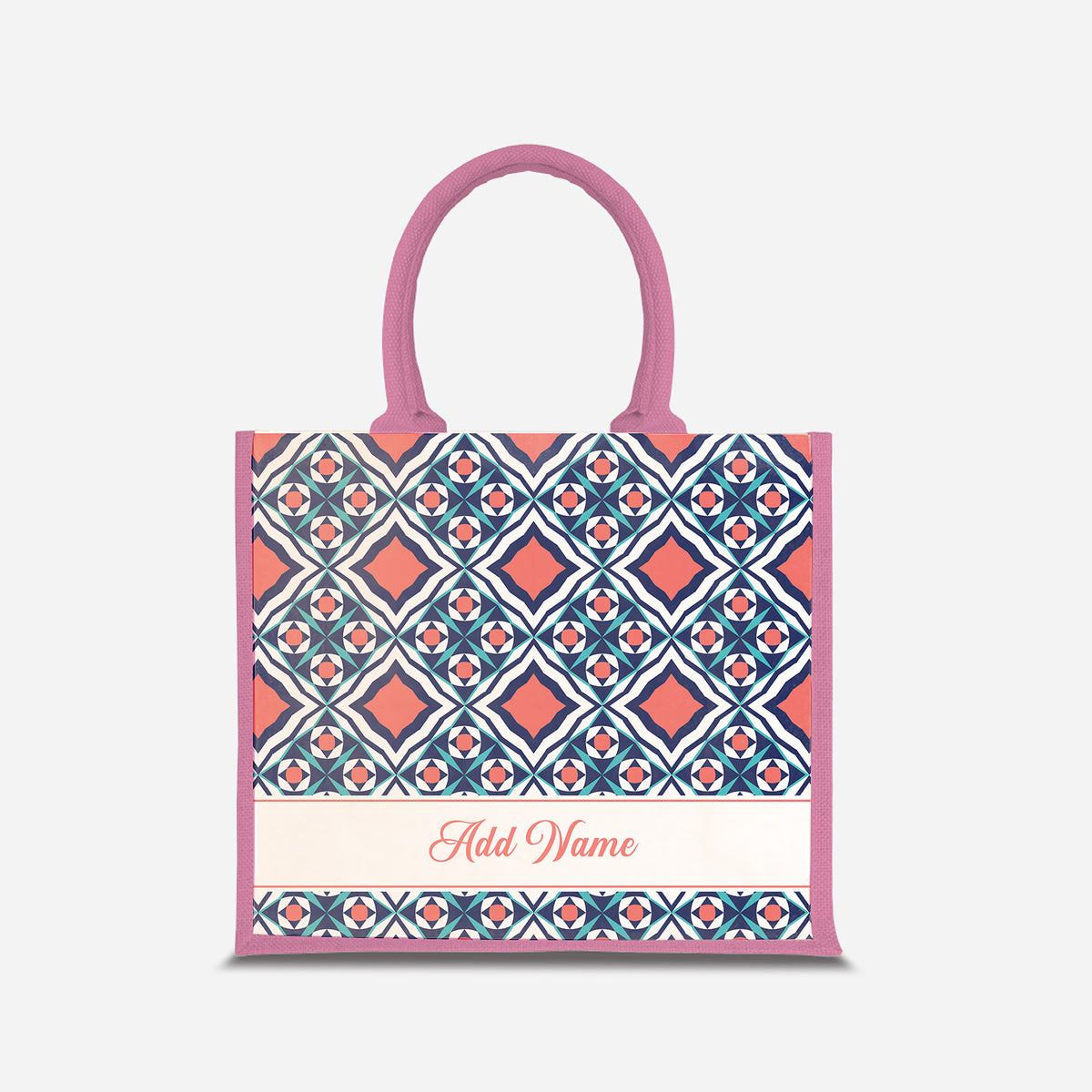 Moroccan Series Half Lining Jute Bag - Chihab Light Pink