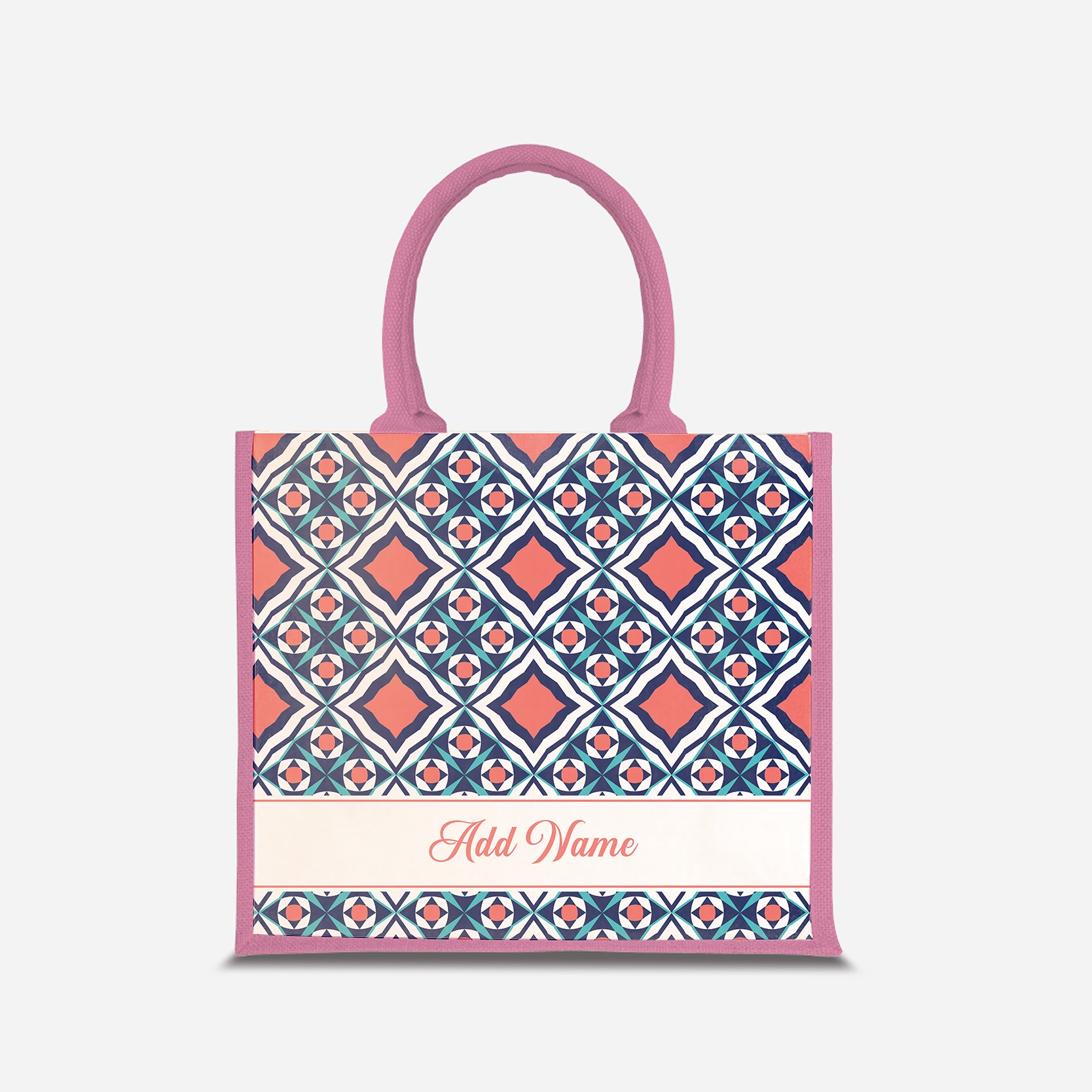 Moroccan Series Half Lining Jute Bag - Chihab Light Pink