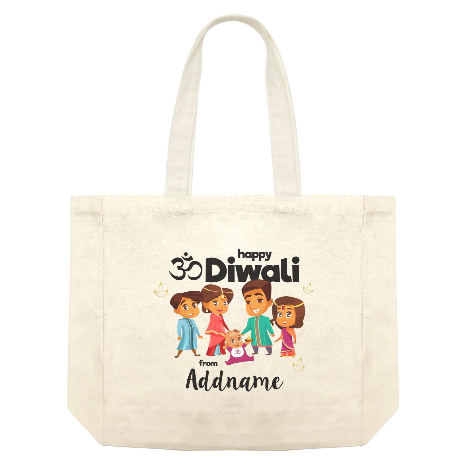 Cute Family Of Five OM Happy Diwali From Addname Shopping Bag