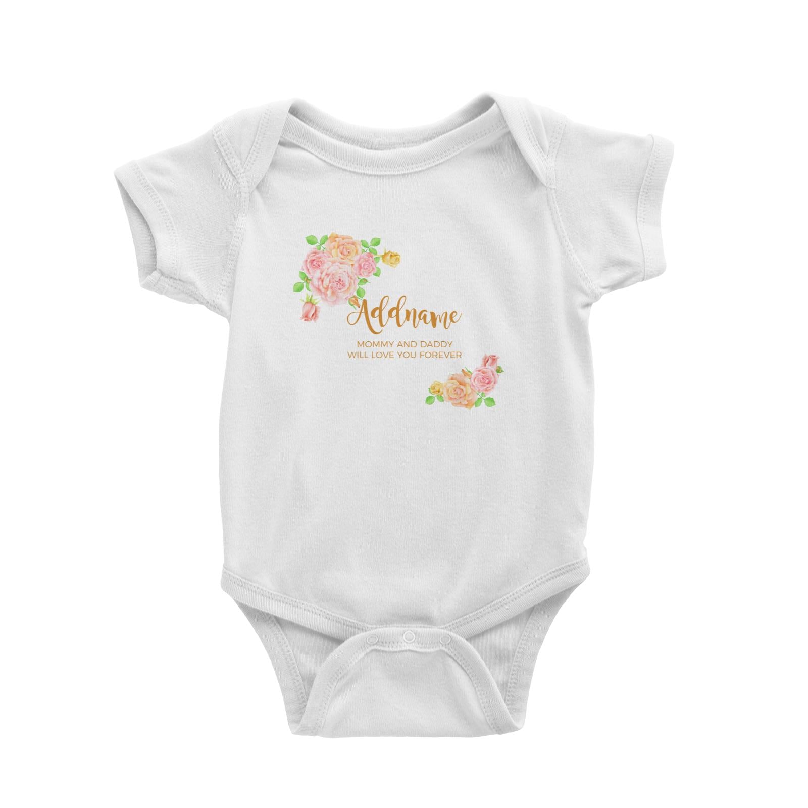 Sweet Rose Frame Personalisable with Name and Text Baby Romper