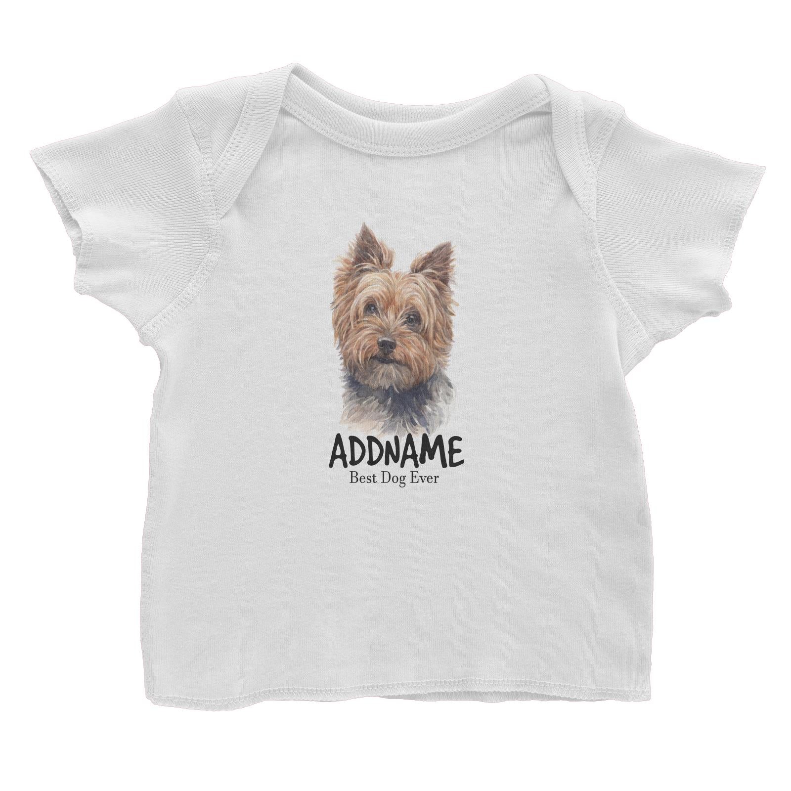 Watercolor Dog Yorkshire Terrier Brown Best Dog Ever Addname Baby T-Shirt