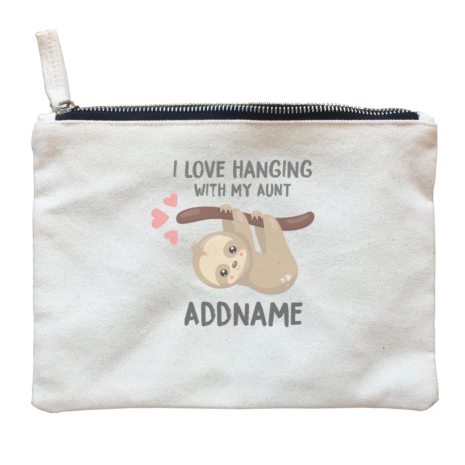 Cute Sloth I Love Hanging With My Aunt Addname Zipper Pouch
