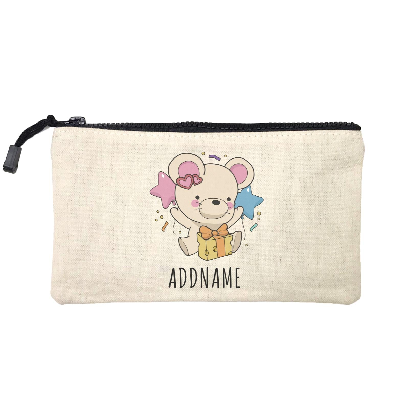 Birthday Sketch Animals Mouse with Cheese Present Addname Mini Accessories Stationery Pouch