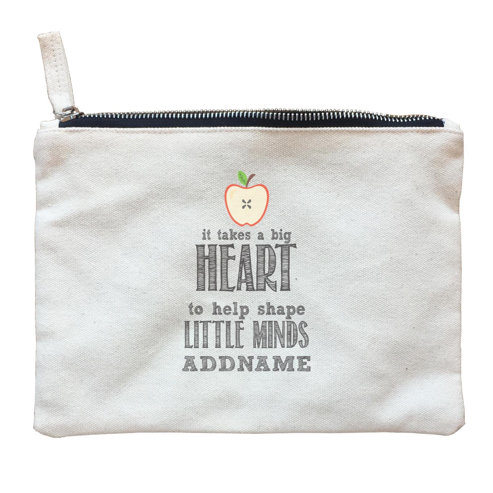 Inspiration Quotes Apple It Takes A Big Heart To Help Shape Little Minds Addname Zipper Pouch