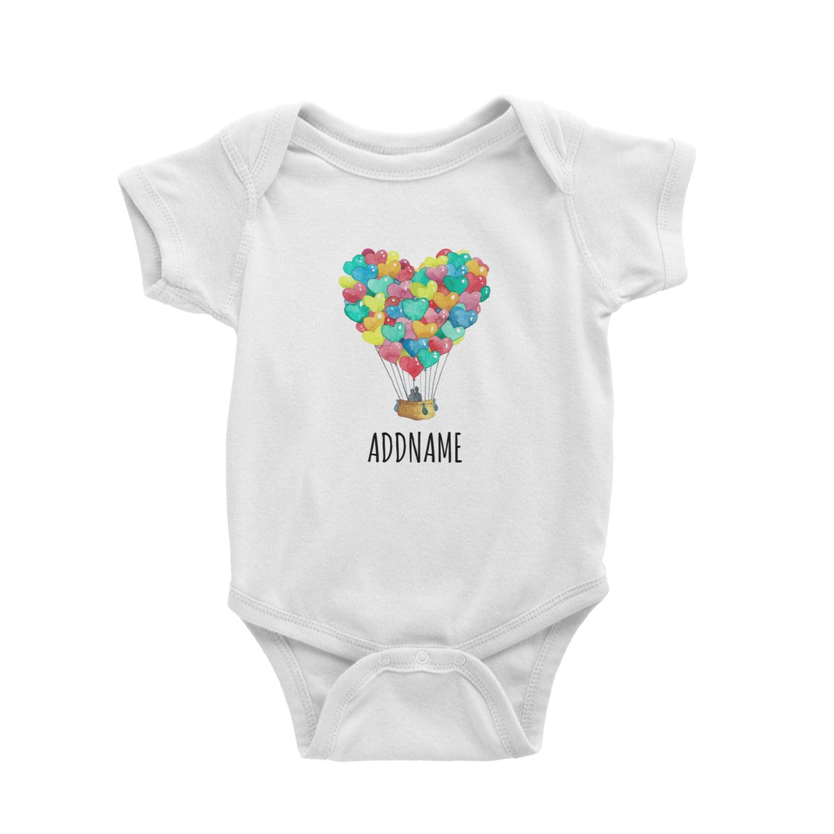 Watercolour Love Hot Air Balloon White White Baby Romper