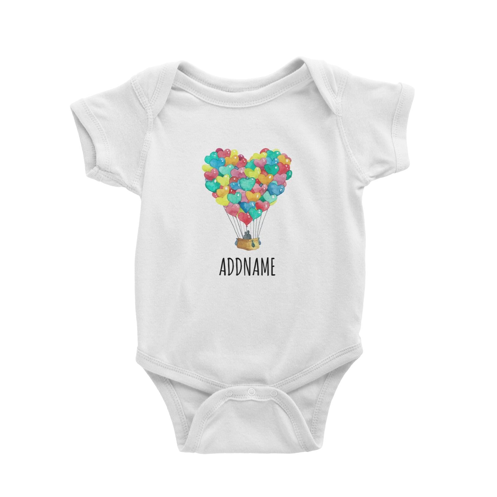Watercolour Love Hot Air Balloon White White Baby Romper