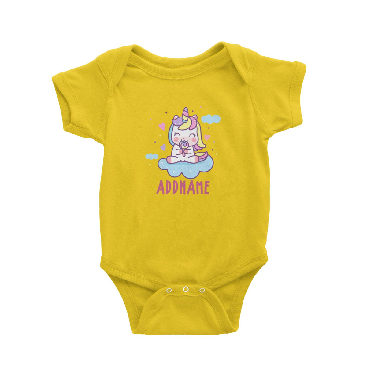 Unicorn And Princess Series Cute Unicorn Eating Lolipop Addname Baby Romper