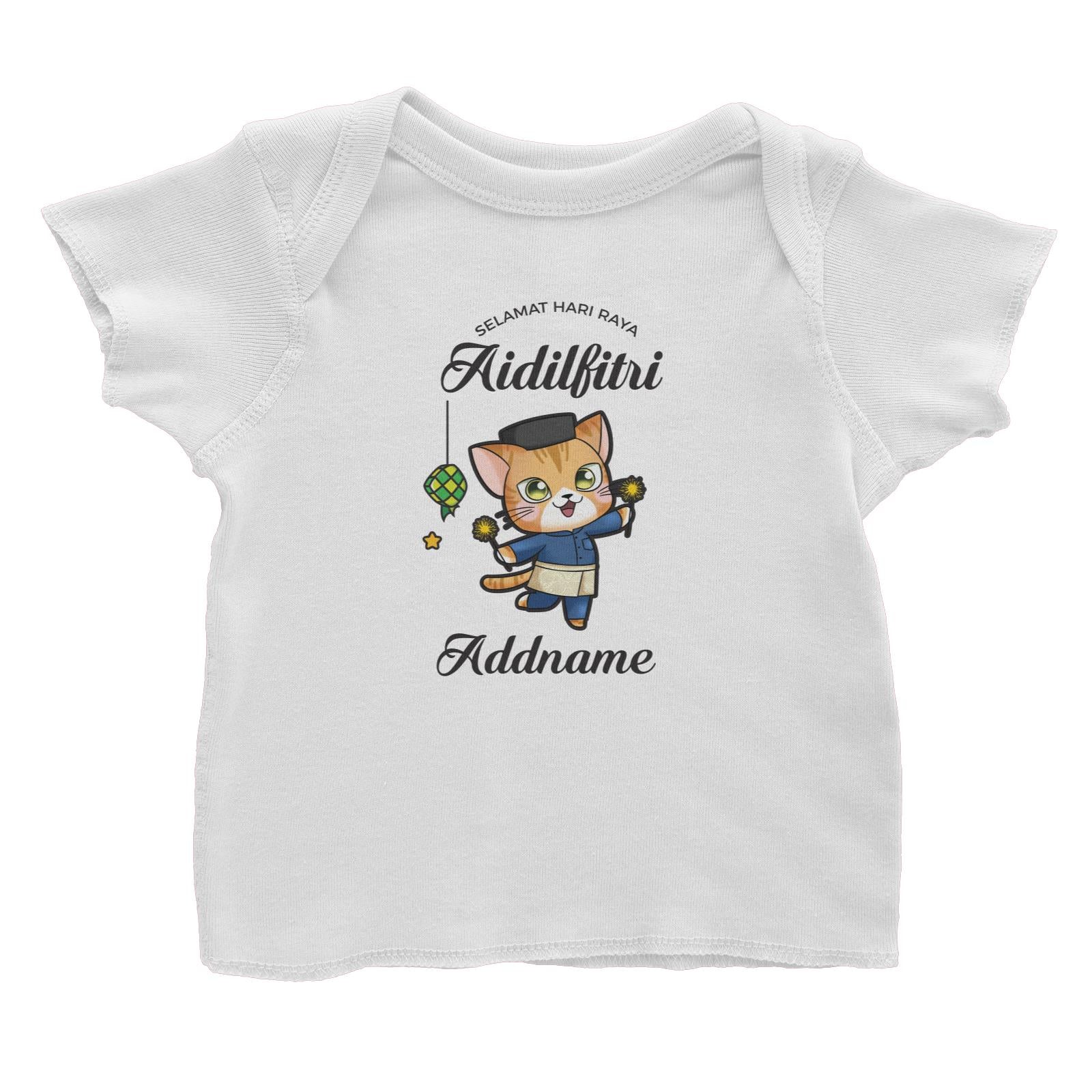 Raya Cute Animals Papa Cat Wishes Selamat Hari Raya Aidilfitri Baby T-Shirt