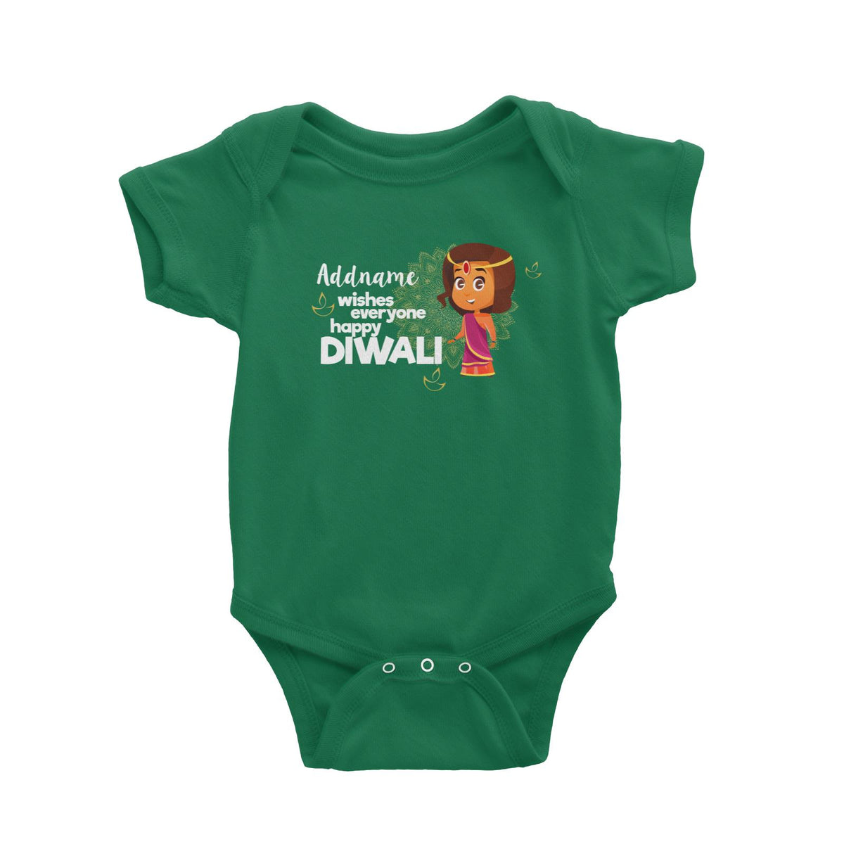 Cute Girl Wishes Everyone Happy Diwali Addname Baby Romper