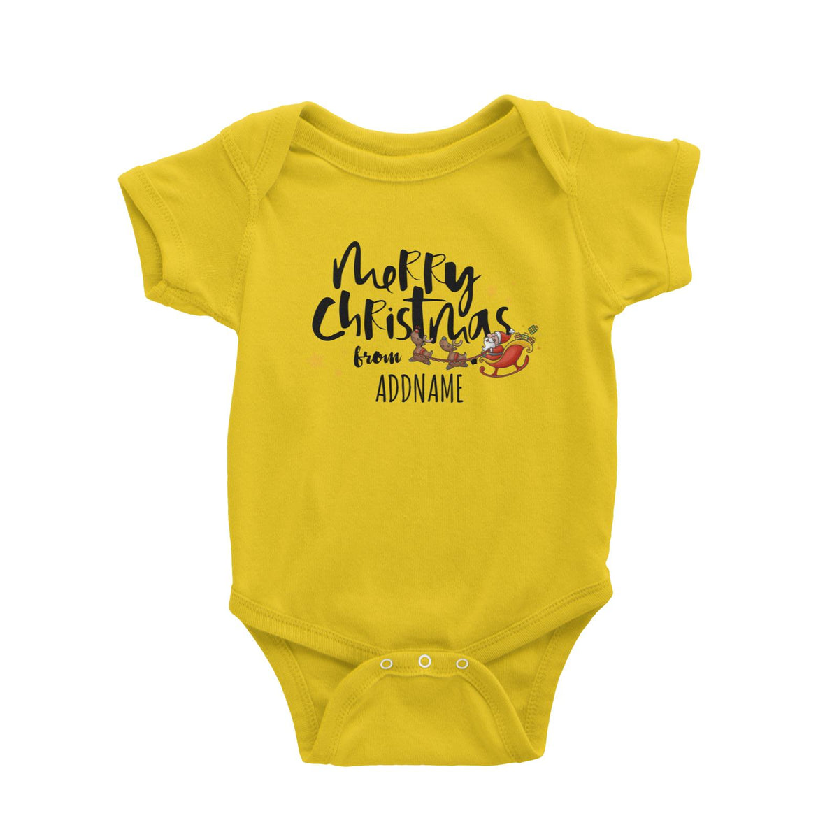 Cute Santa&#39;s Sleigh Merry Christmas Greeting Addname Baby Romper  Personalizable Designs Matching Family