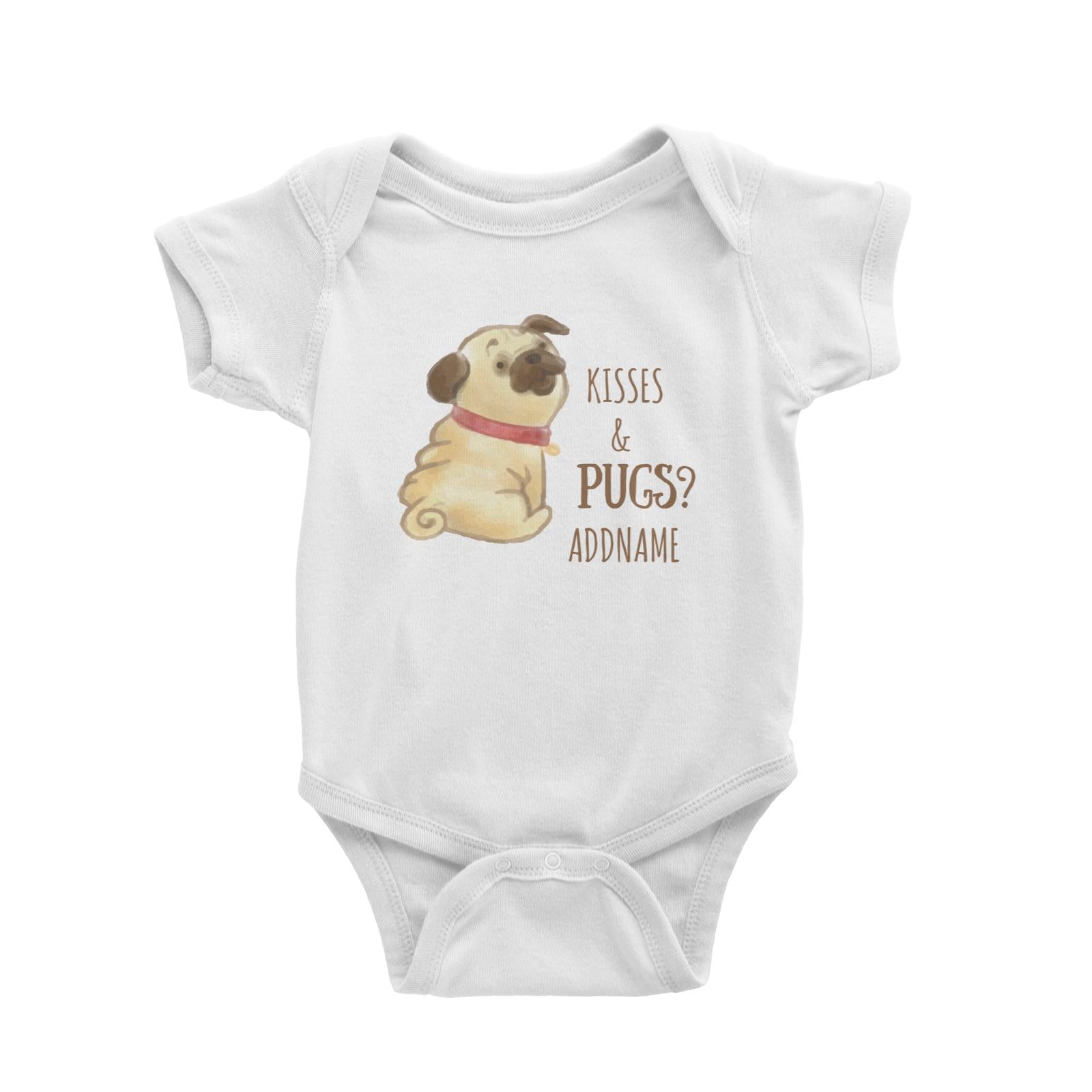 Kisses N Pugs White Baby Romper