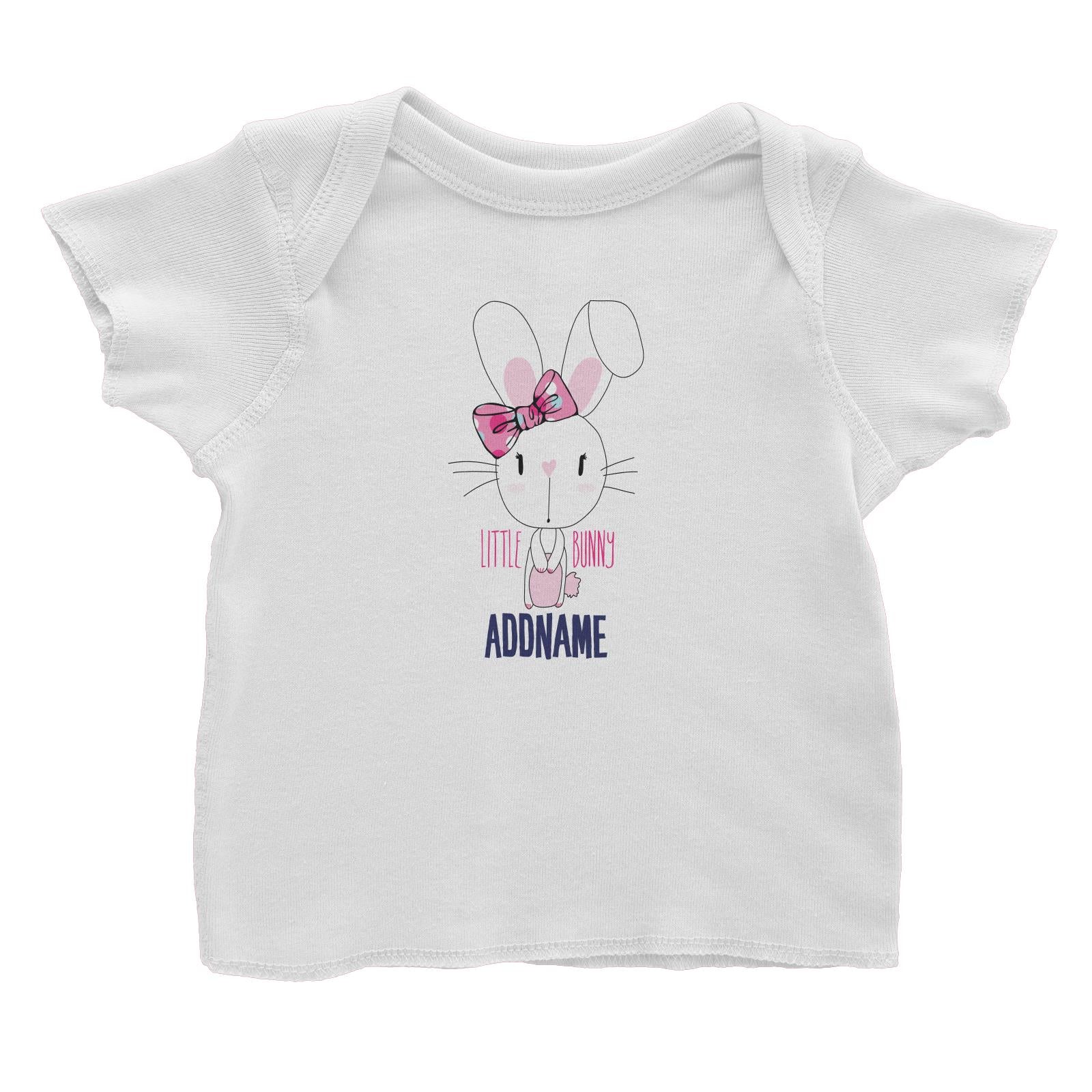 Cool Vibrant Series Little Bunny With Ribbon Addname Baby T-Shirt [SALE]