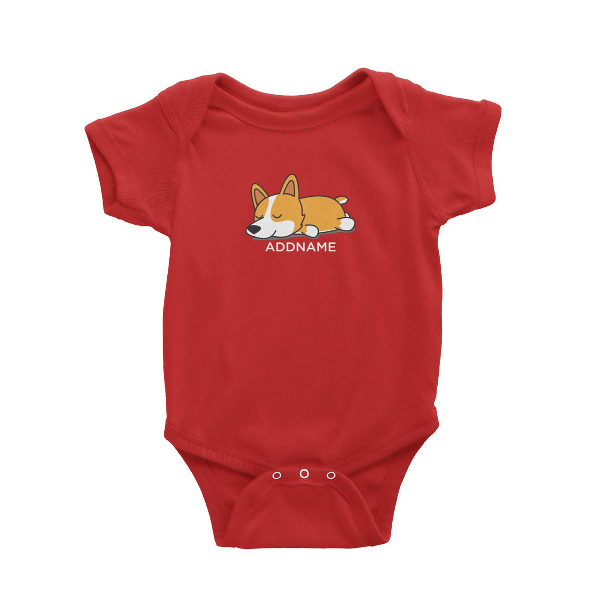Lazy Corgi Dog Addname Baby Romper
