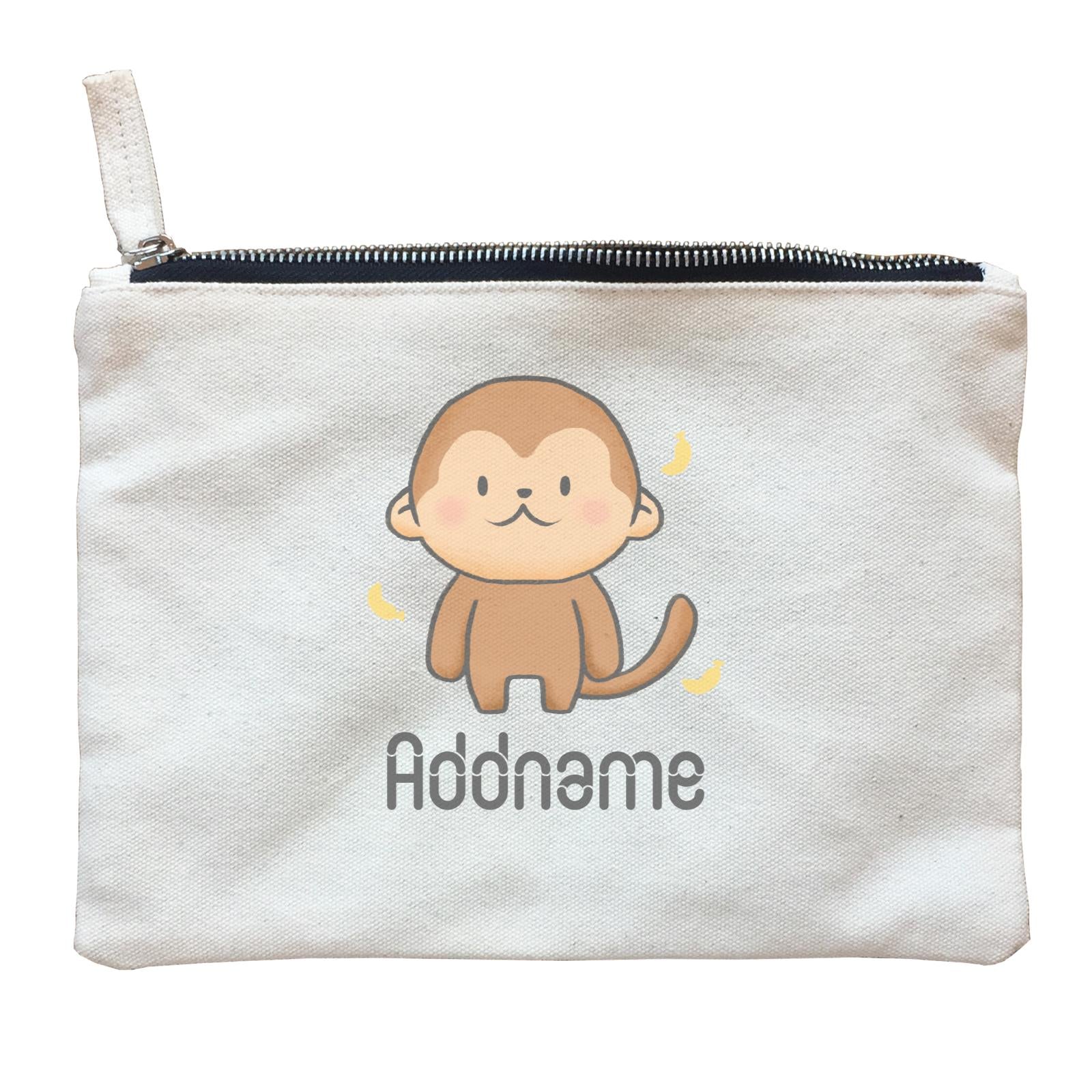 Cute Hand Drawn Style Monkey Addname Zipper Pouch