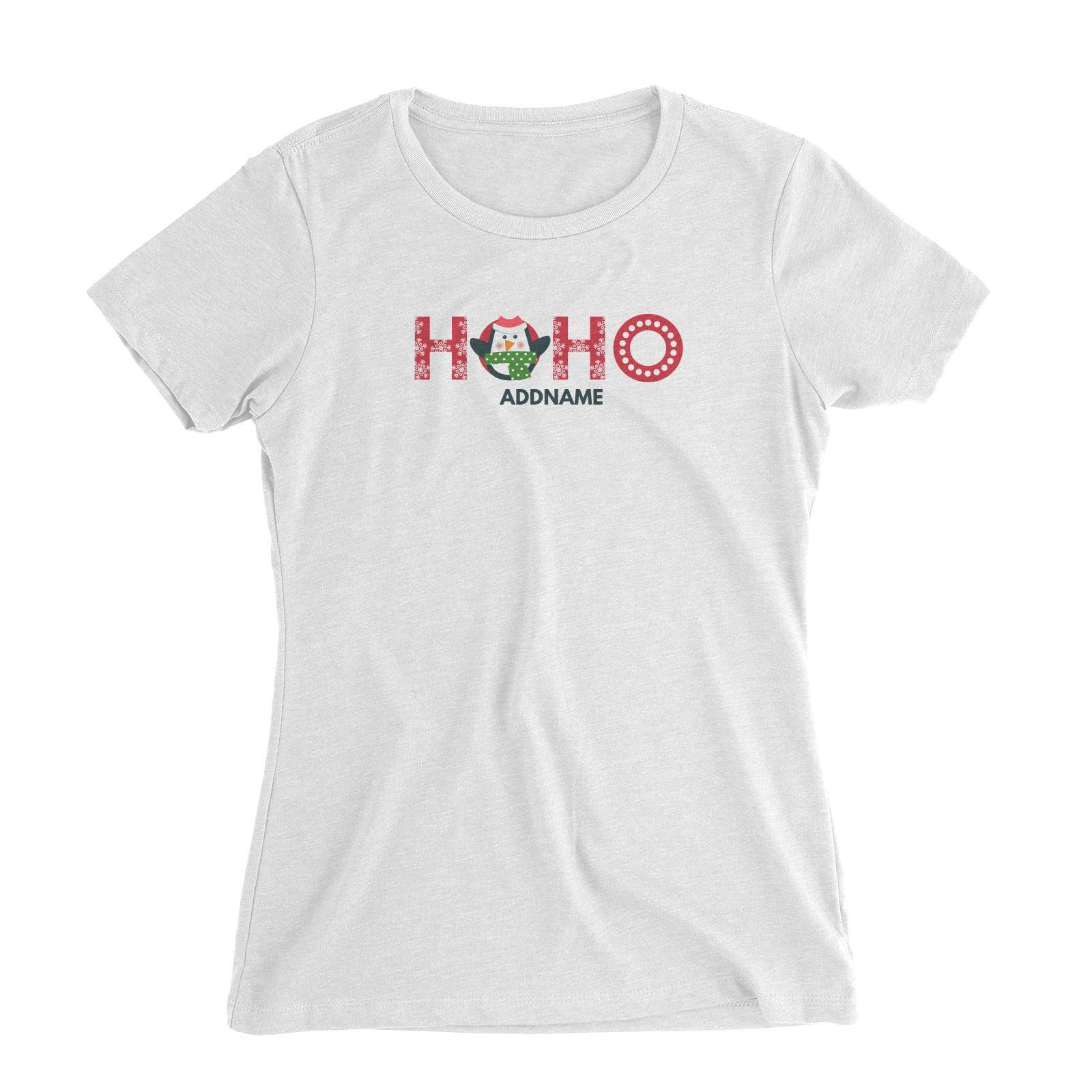 Christmas HOHO With Penguin Addname Women Slim Fit T-Shirt