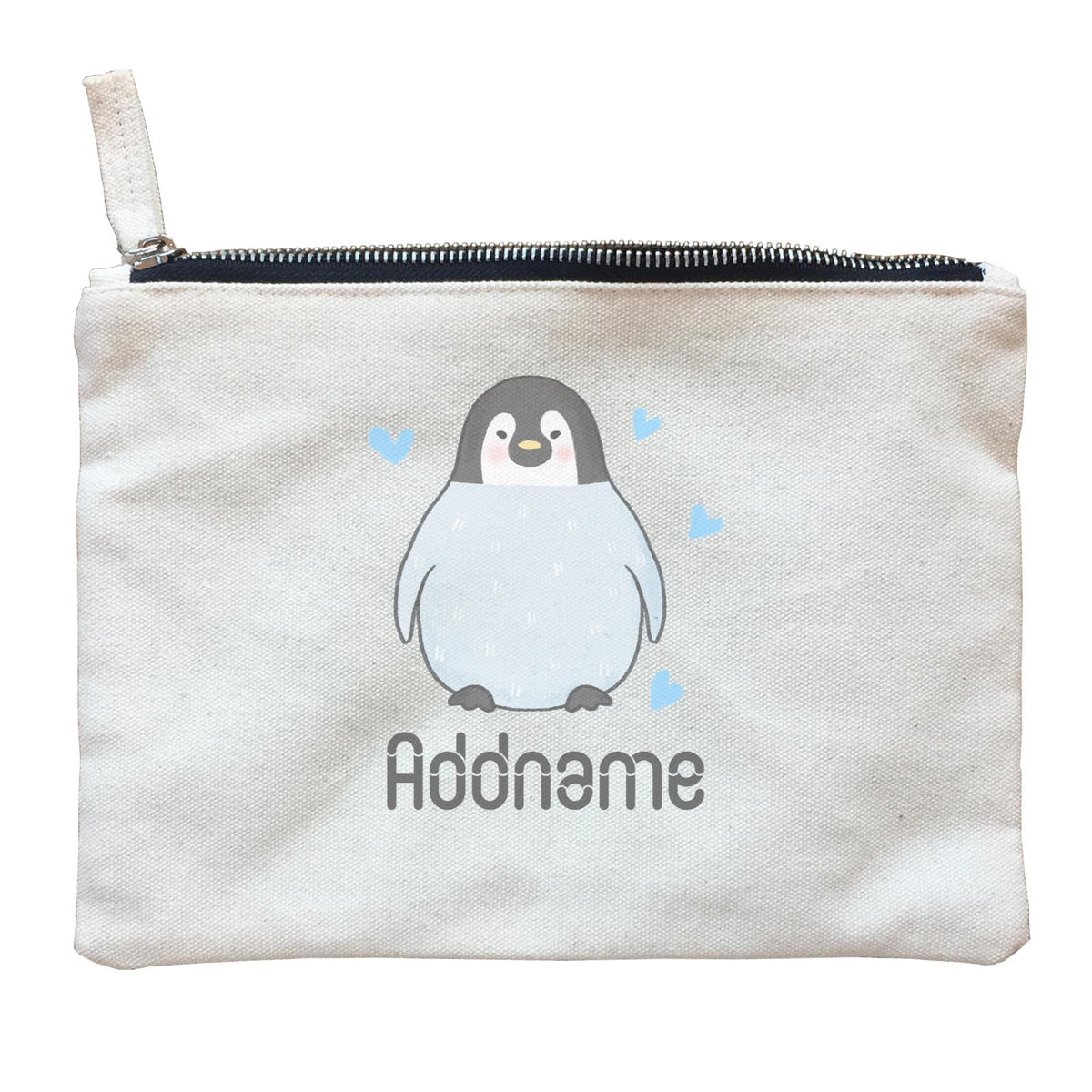 Cute Hand Drawn Style Penguin Addname Zipper Pouch