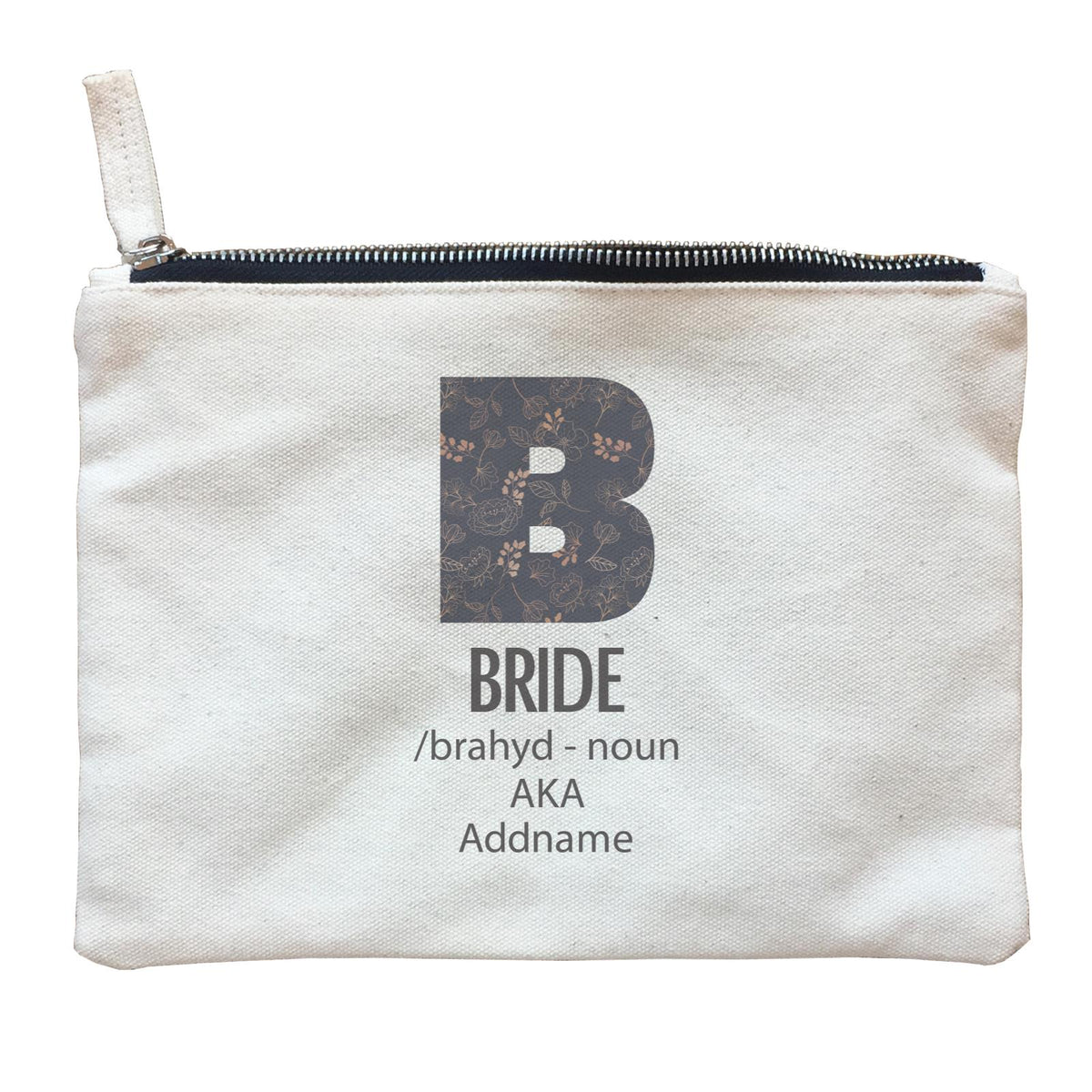 Wedding Troop Western B Floral Pattern Bride Addname Zipper Pouch