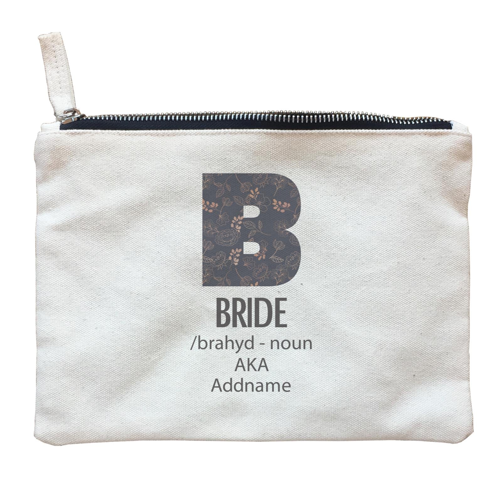 Wedding Troop Western B Floral Pattern Bride Addname Zipper Pouch