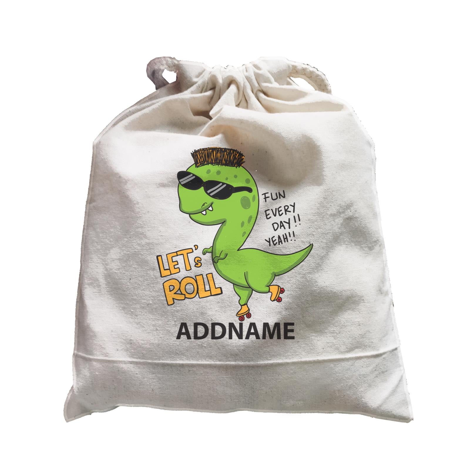 Cool Cute Dinosaur Let's Roll Fun Everyday Addname Satchel