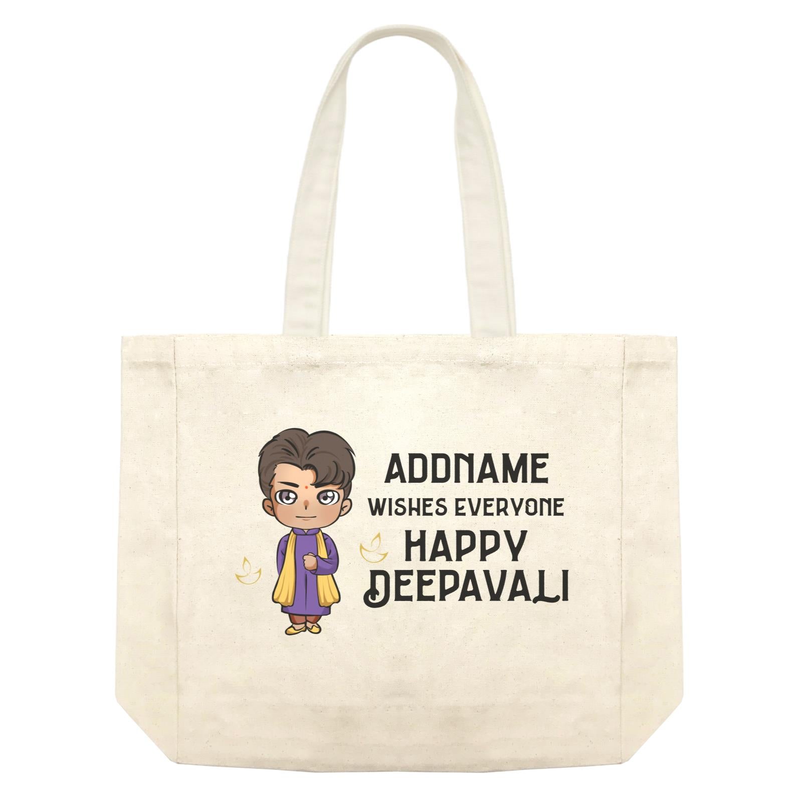 Deepavali Chibi Man Front Addname Wishes Everyone Deepavali Shopping Bag