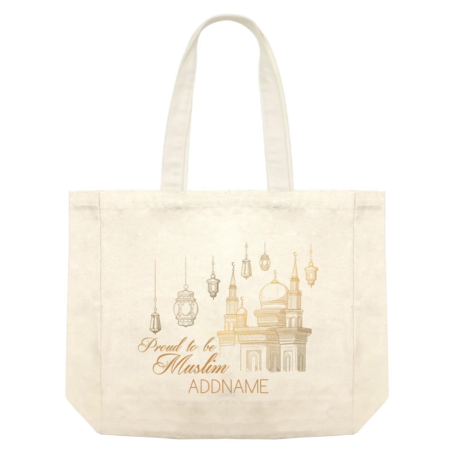 Proud To Be Muslim Gold Mosque Addname Shopping Bag
