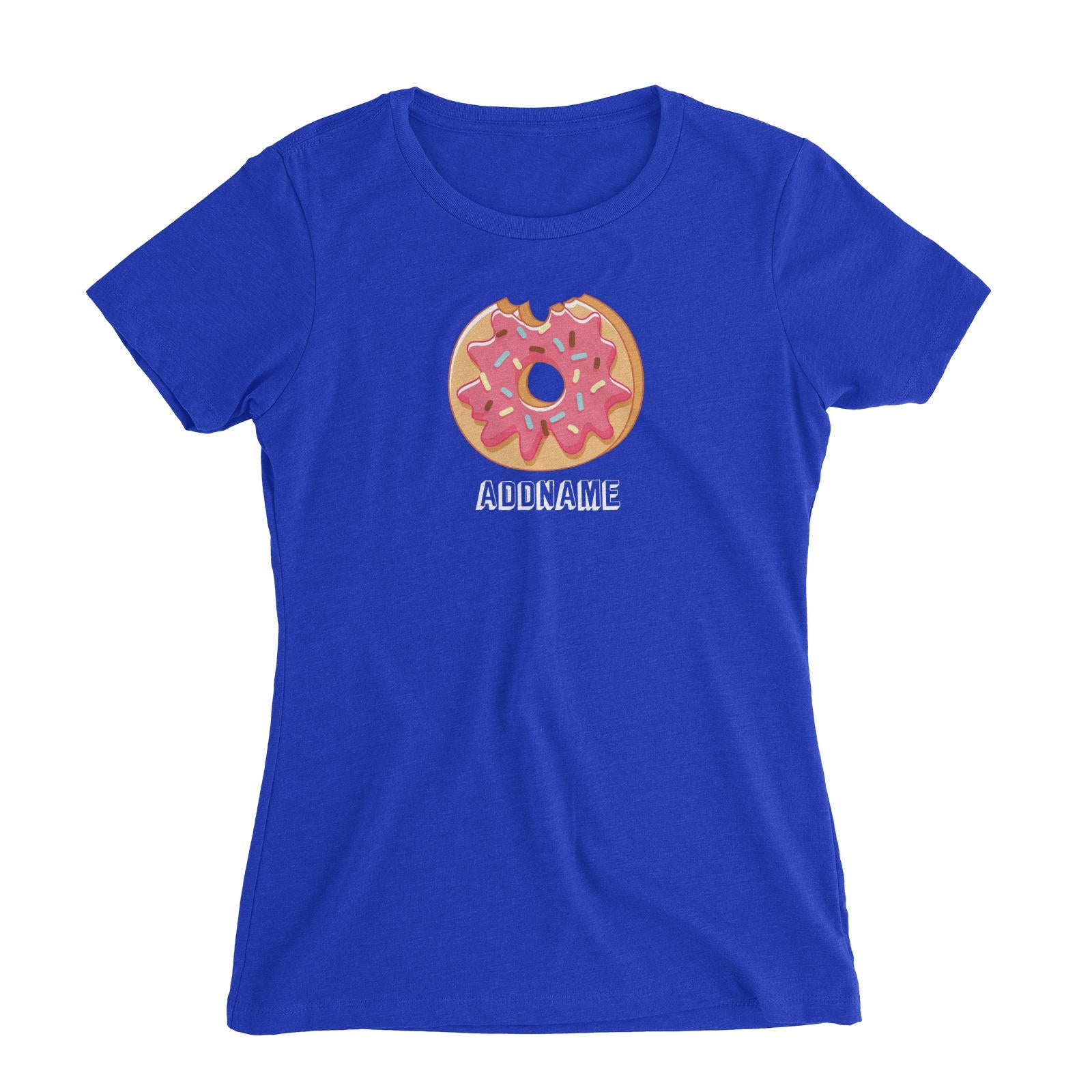 Birthday Unicorn Bitemark Donut Addname Women's Slim Fit T-Shirt