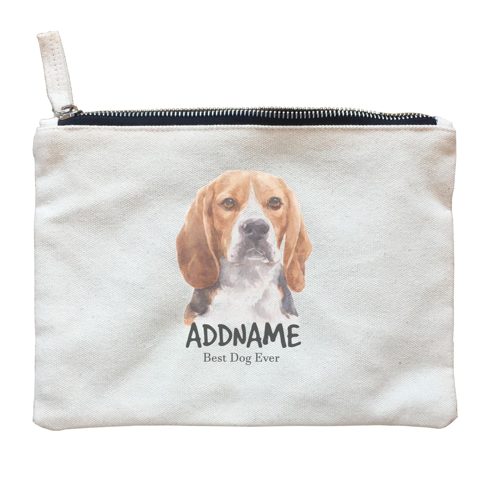 Watercolor Dog Beagle Frown Best Dog Ever Addname Zipper Pouch