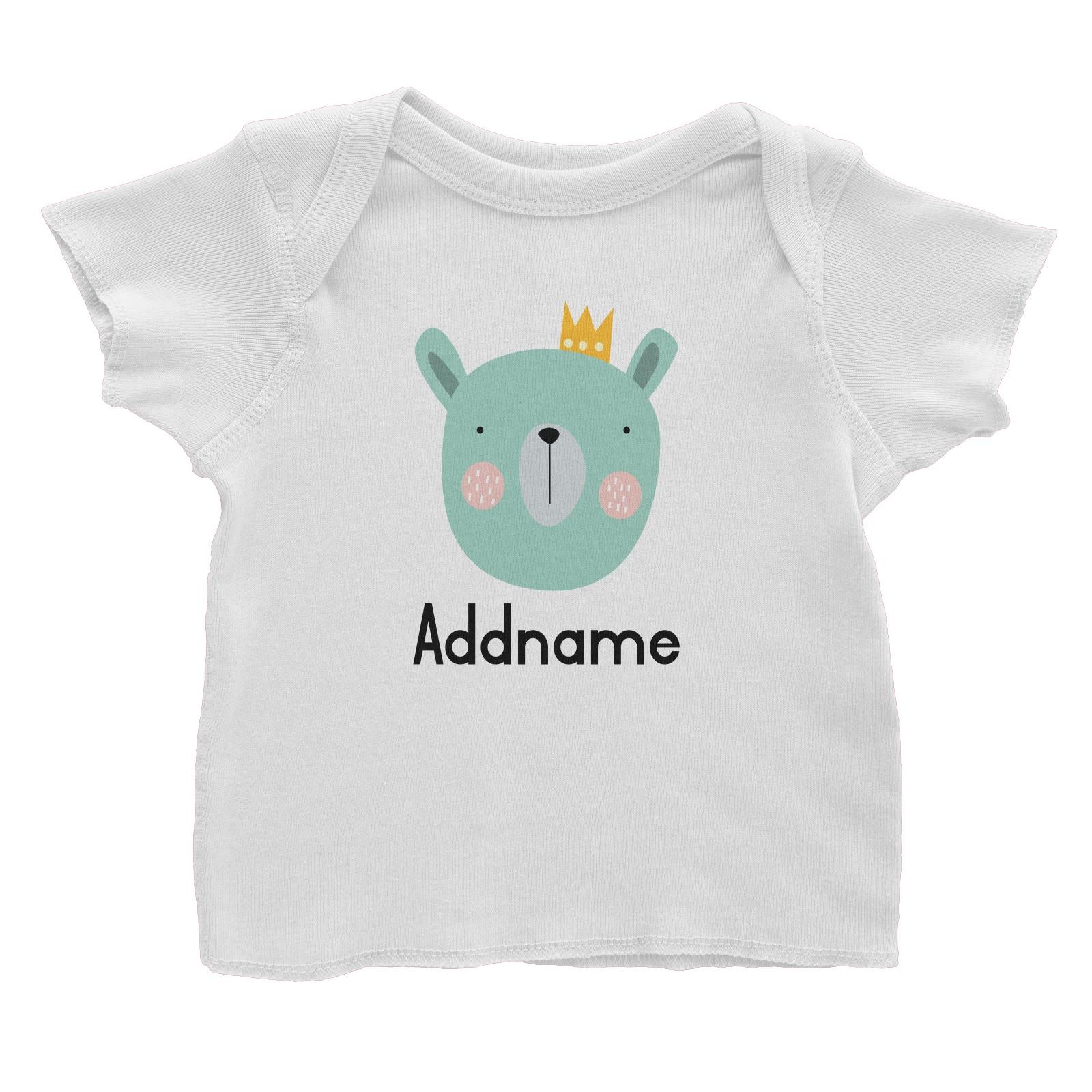 Crown Animal Green Bear with Blush Addname Baby T-Shirt