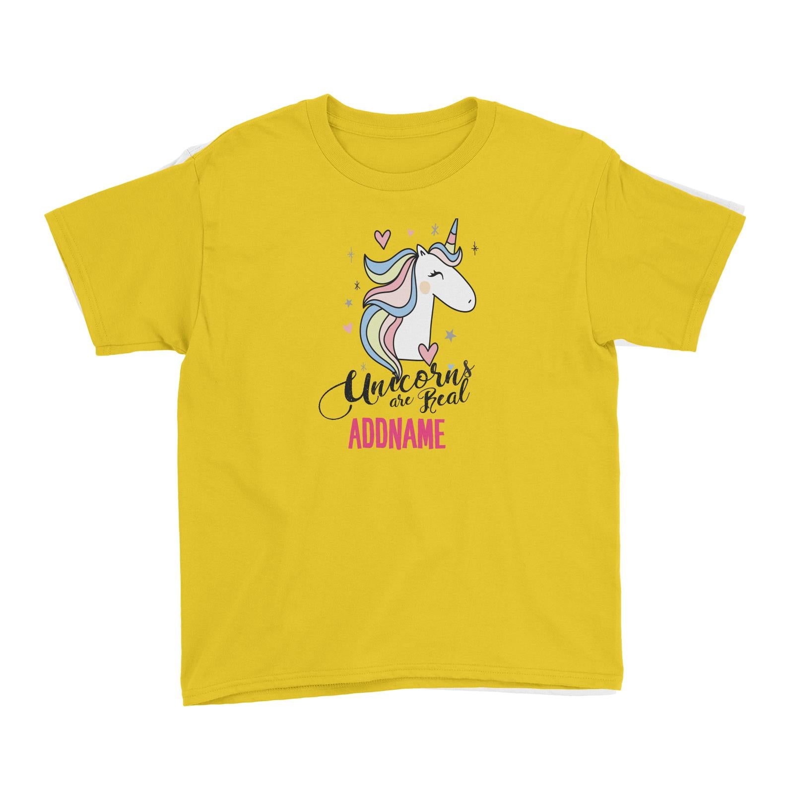 Cool Vibrant Series Unicorns Are Real Addname Kid's T-Shirt