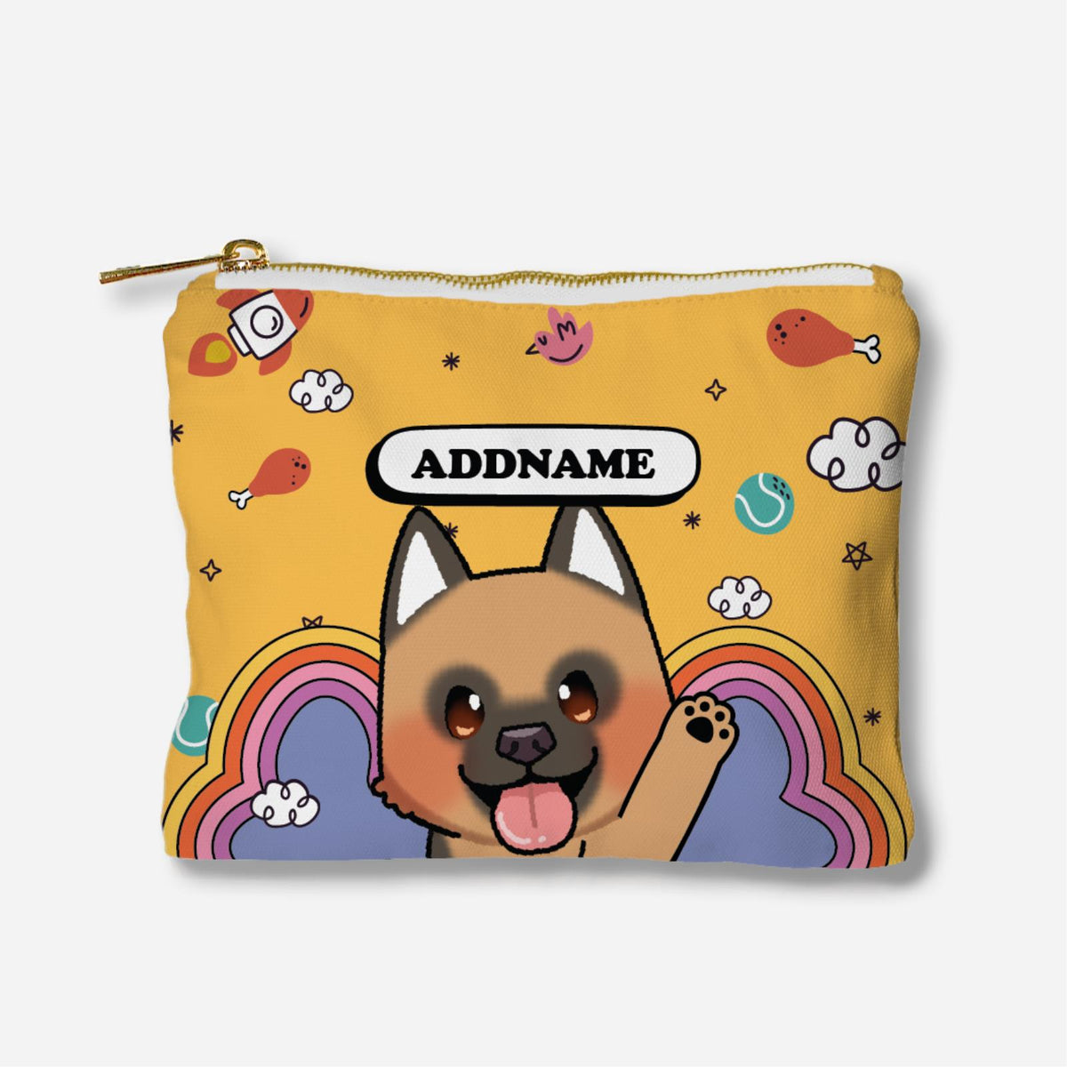 Paw Print Series Full Print Zipper Pouch - German Shepherd