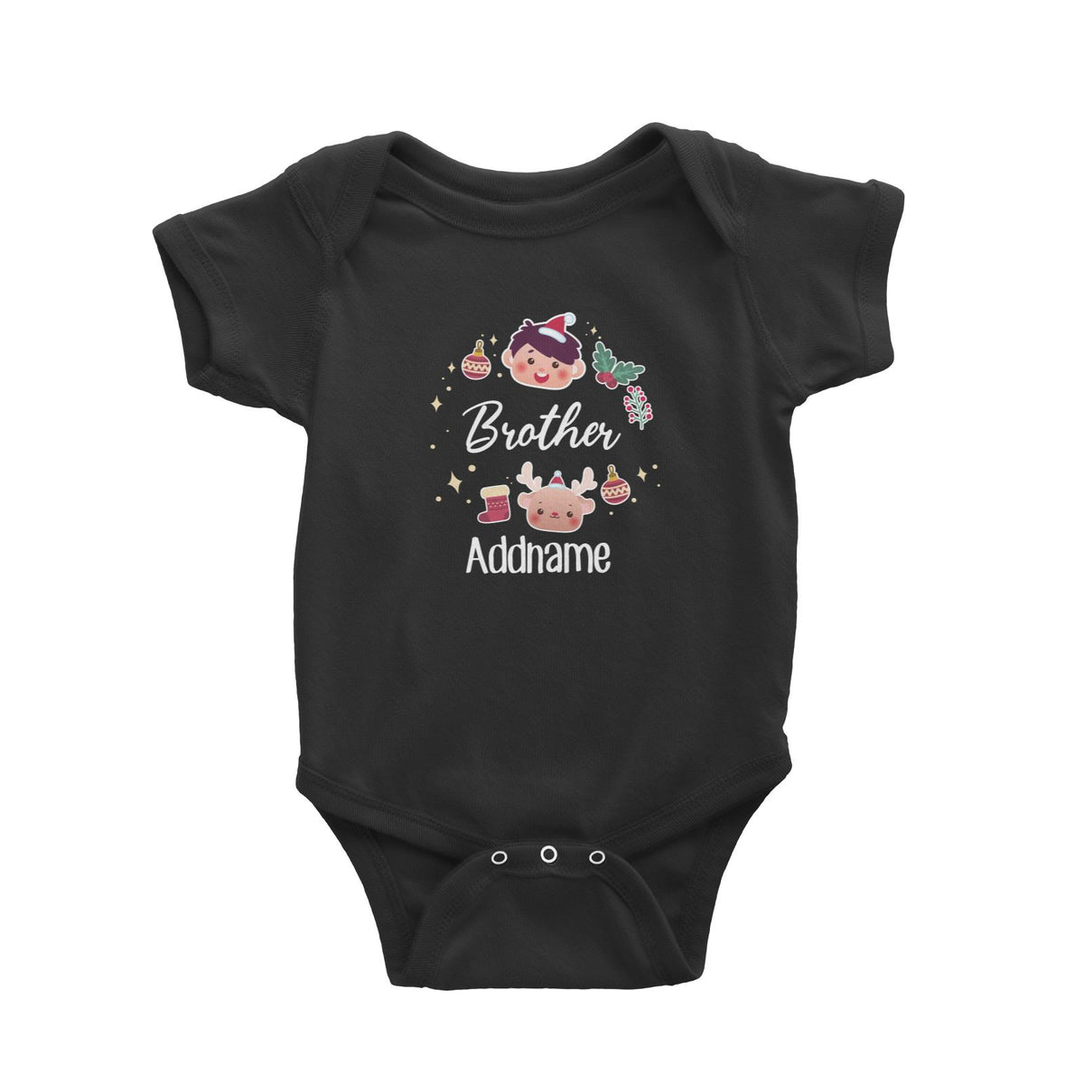 Christmas Cute Wreath Brother Baby Romper