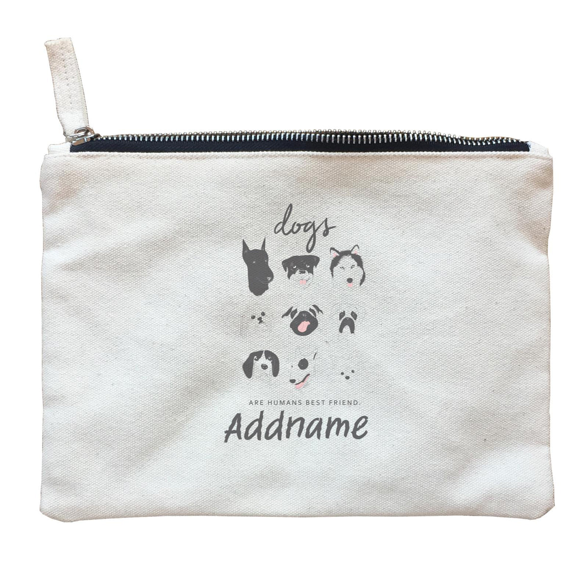 Funny Hand Drawn Animals Dogs Are Human Best Friends With Addname Zipper Pouch