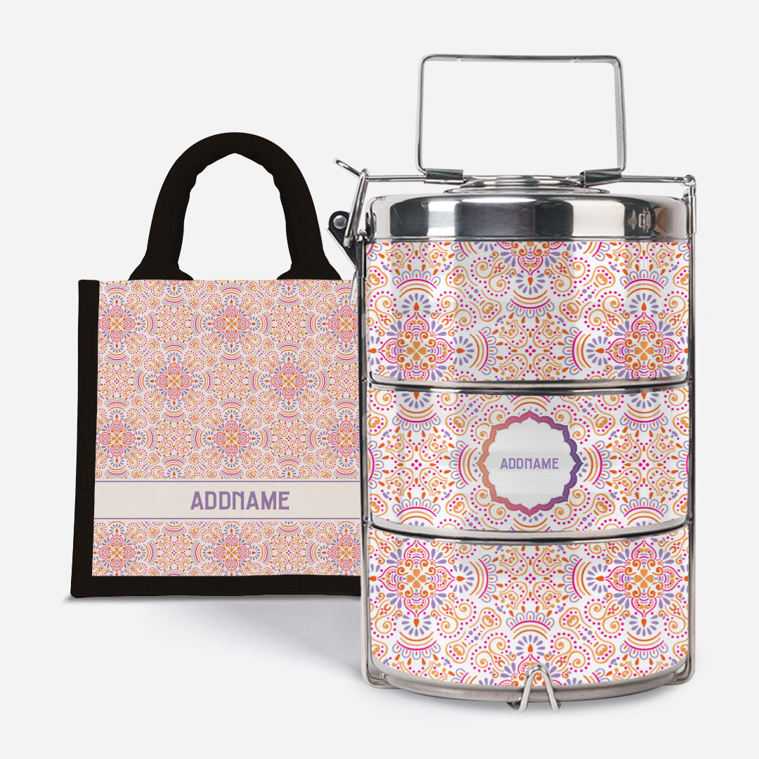 Pookal Series Premium Tiffin with Half Lining Lunch Bag - Triumph Black