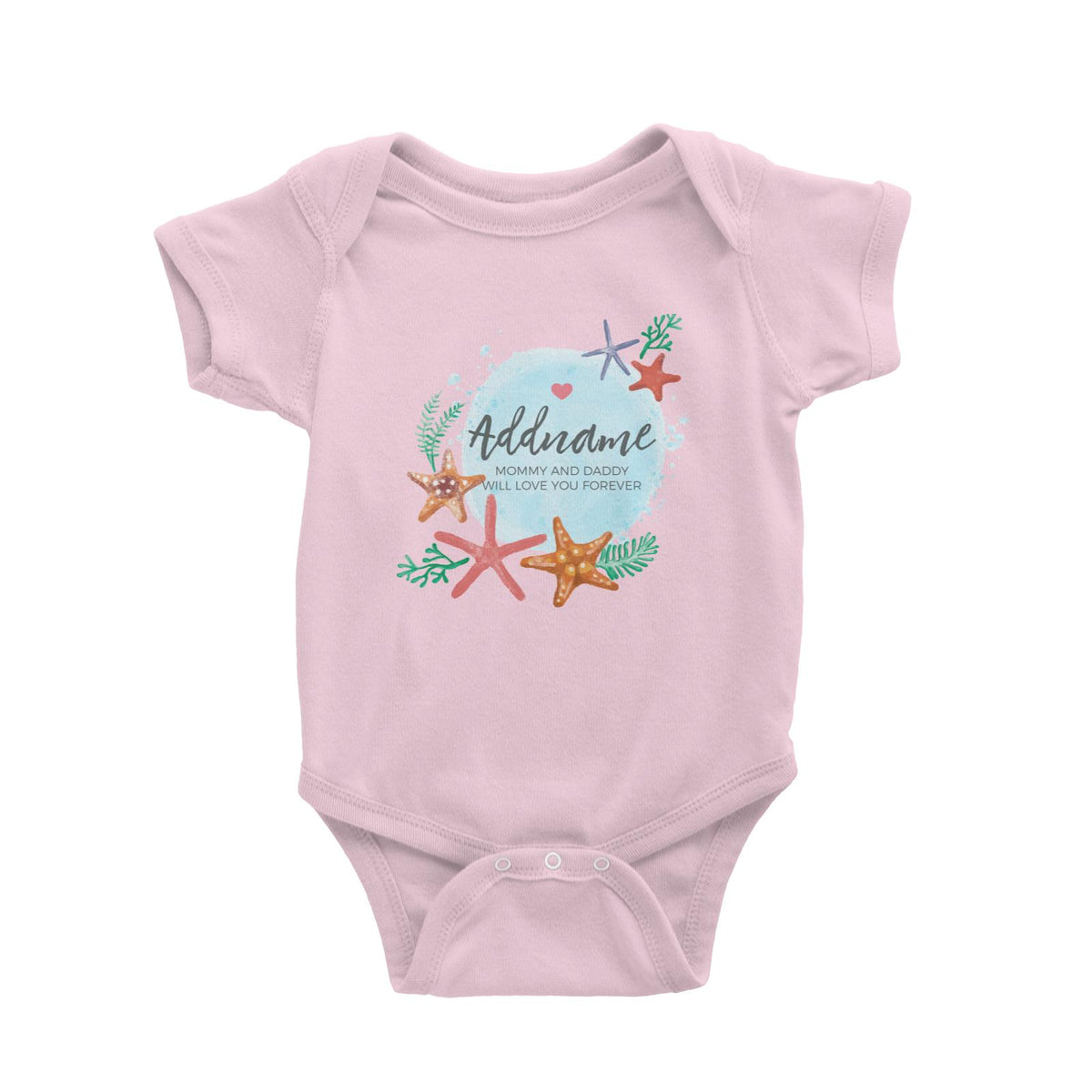 Watercolour Starfish and Coral Elements Personalizable with Name and Text Baby Romper