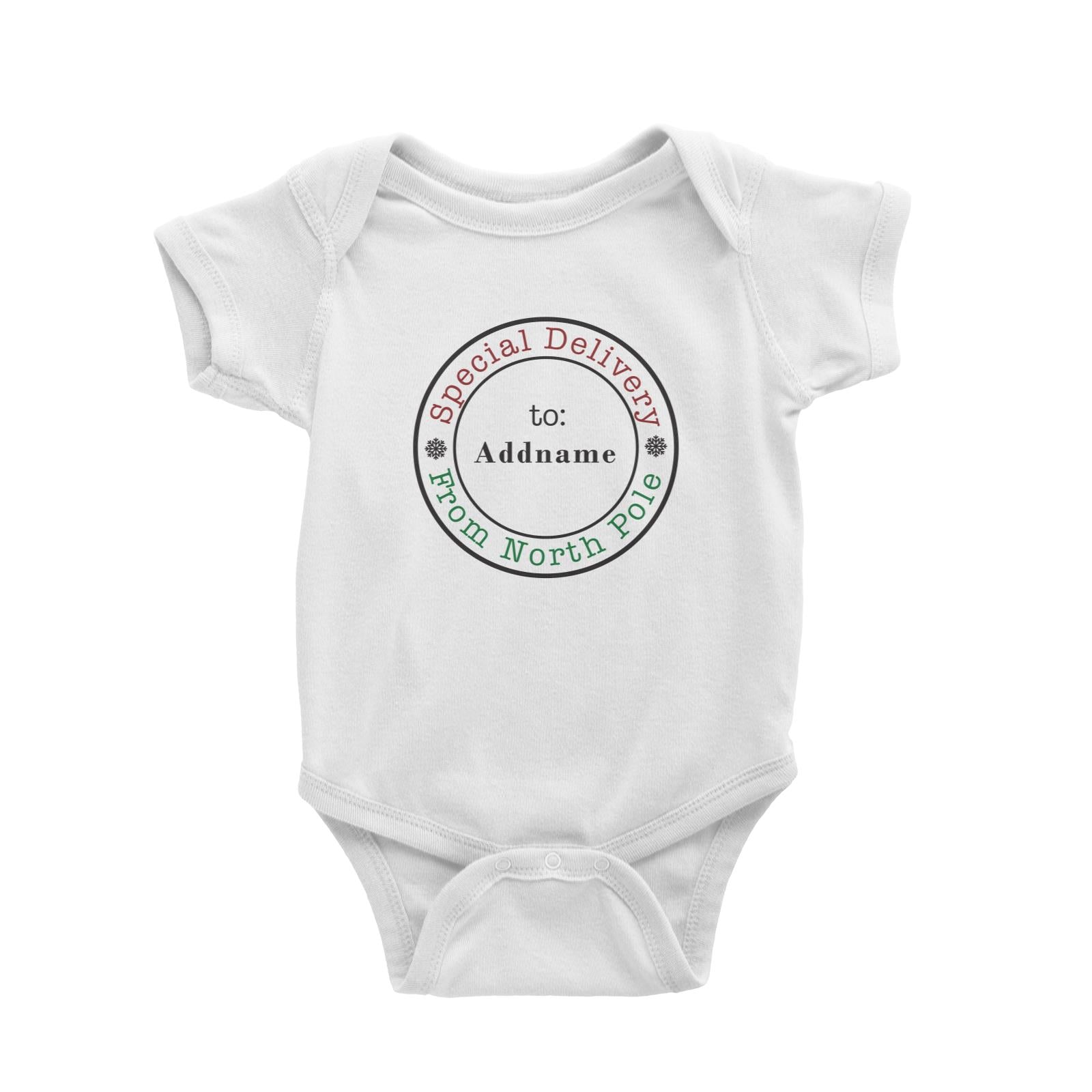 Xmas Special Delivery From North Pole Baby Romper
