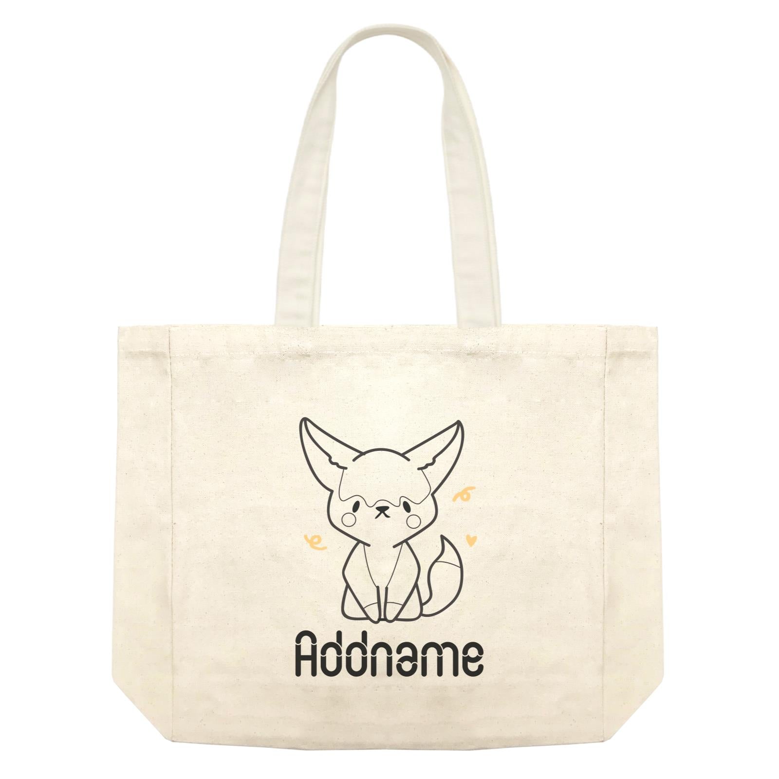 Coloring Outline Cute Hand Drawn Animals Fox Fennec Fox Addname Shopping Bag