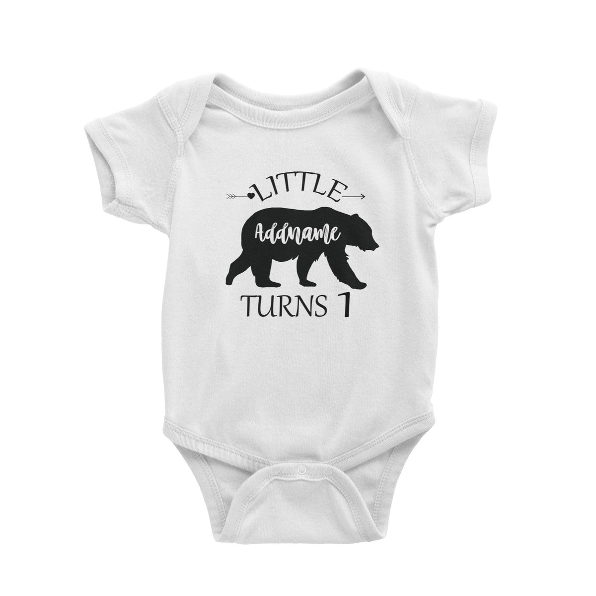 Little Bear Silhouette Birthday Theme Personalizable with Name and Number Baby Romper