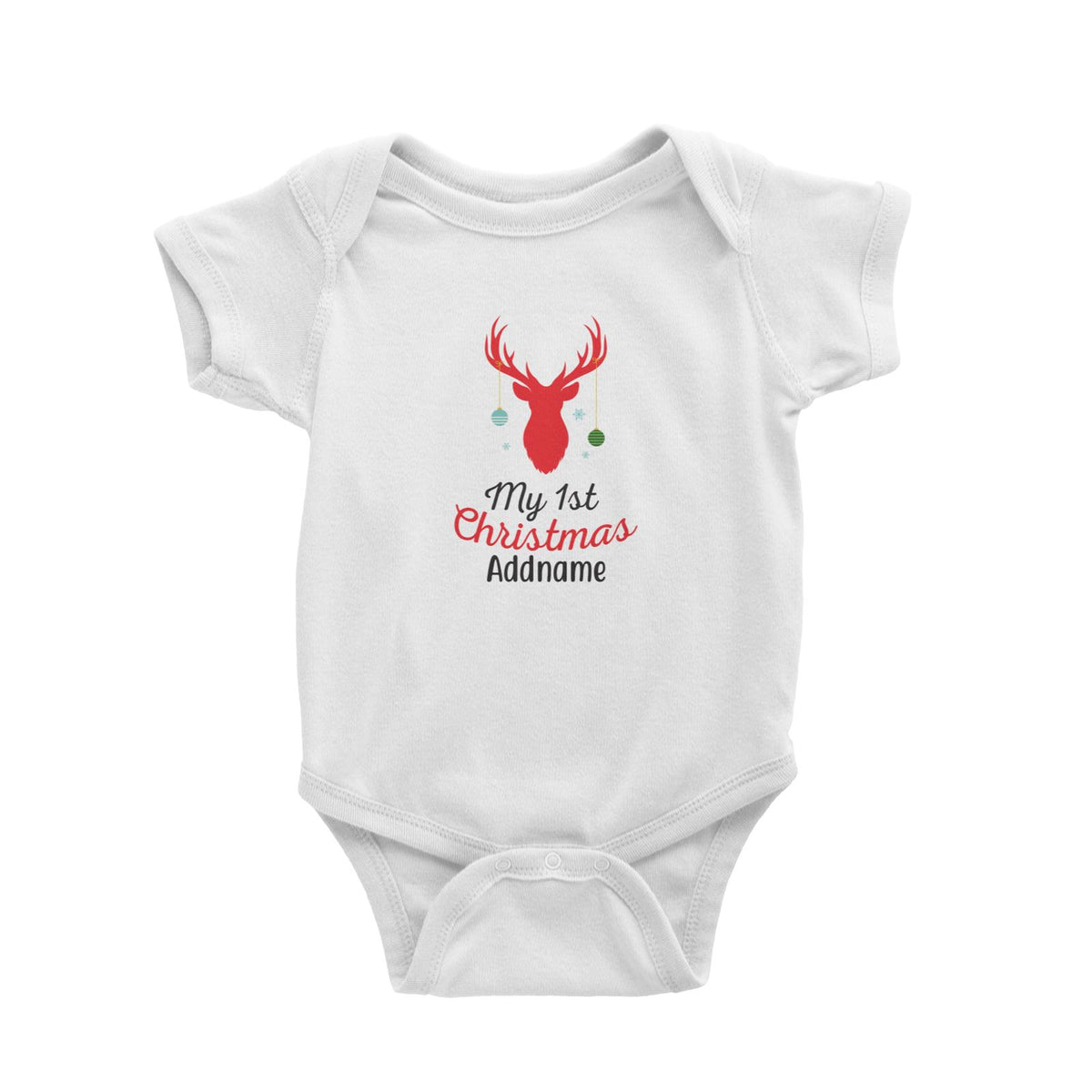 Christmas Series My First Christmas Silhouette Reindeer with Baubbles Baby Romper
