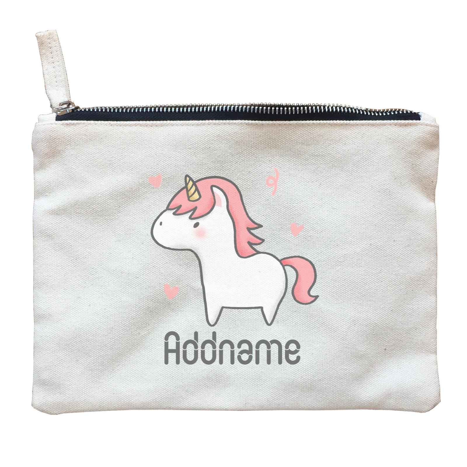 Cute Hand Drawn Style Unicorn Addname Zipper Pouch