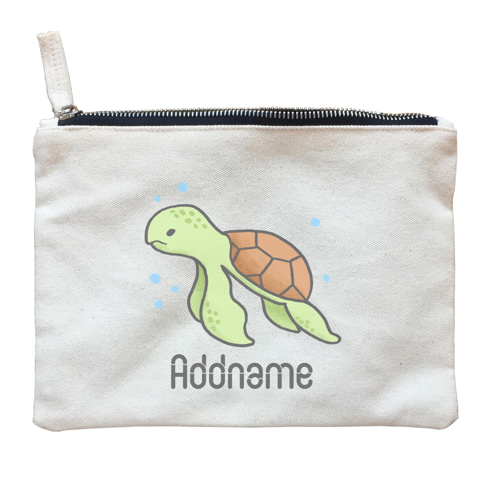 Cute Hand Drawn Style Turtle Addname Zipper Pouch